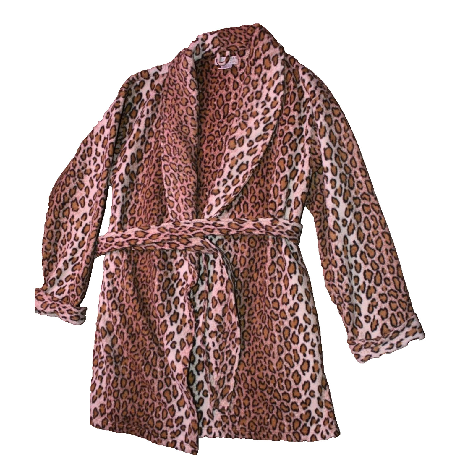 VTG Intimates By Rag Leopard Print Short Robe w/Pockets & Belt | Medium