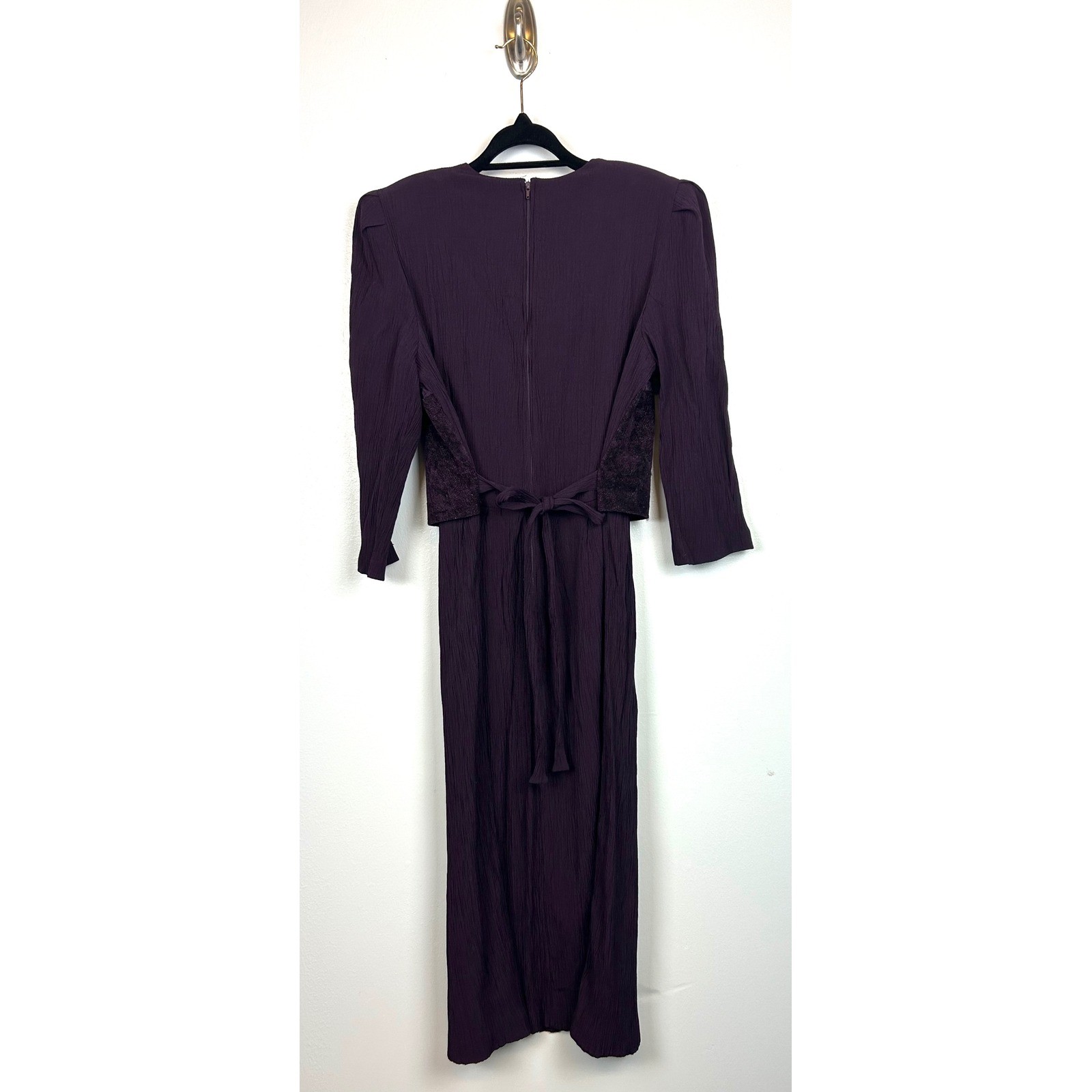 Miss Dorby Vintage 90s Purple Maxi Dress Floral Brocade Patchwork Size 12 Church