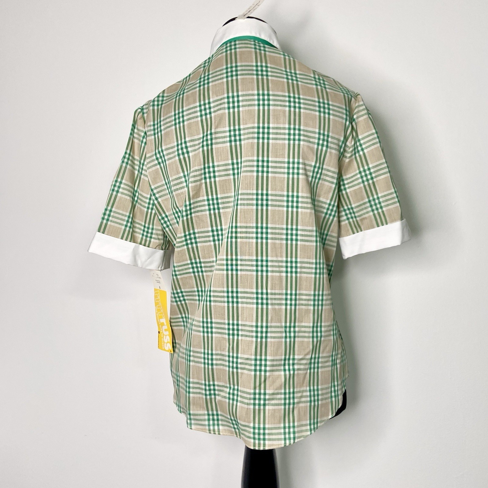 Vintage 80’s Plaid Blouse With Necktie Bow • Women’s Sz 8 • RRRRuss • Old Stock