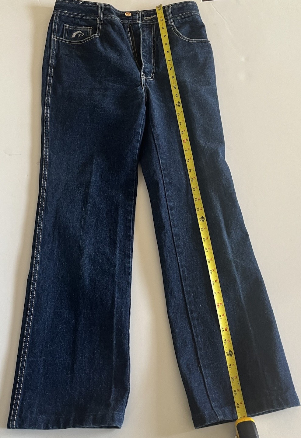 VINTAGE JORDACHE JEANS DARK BLUE SIZE 28 Waist 36 Hip Horse Head Logo 1980’s