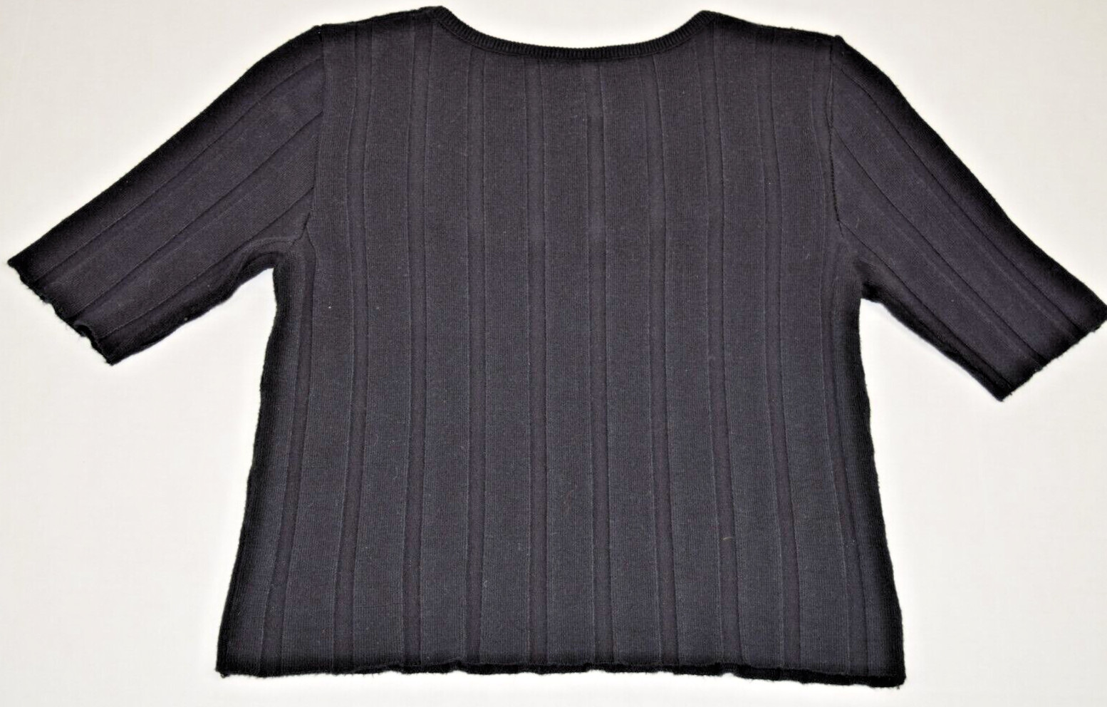 Vintage Knit Top Its Our Time Size S/M 80s Black Ribbed Soft Stretch Rayon Blend