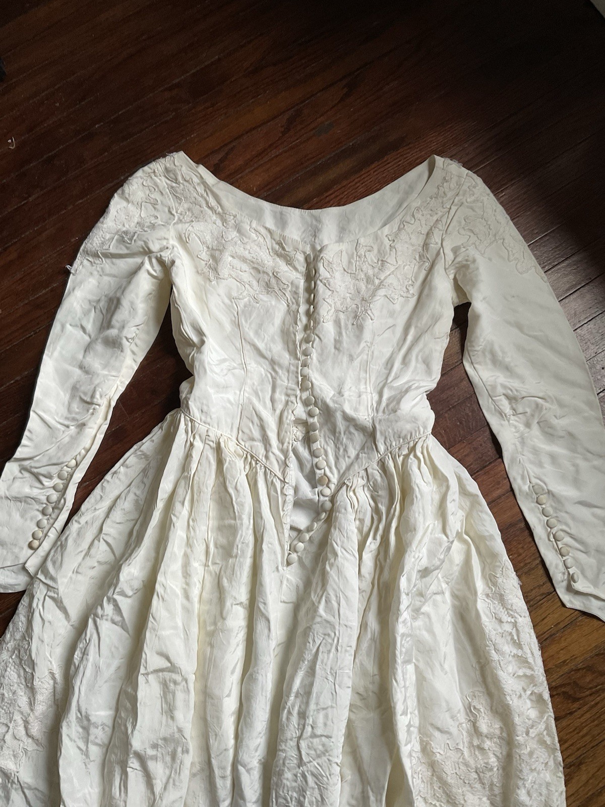 VTG Ivory Lace Dress Edwardian Victorian 70s High Neck 9/10 Prairie Coquette