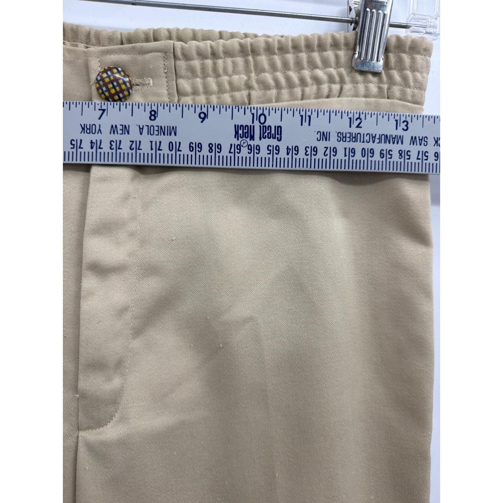 Vintage Alison Roberts Tan Wide Leg Embroidered Hem Pants Khaki High Waist 27