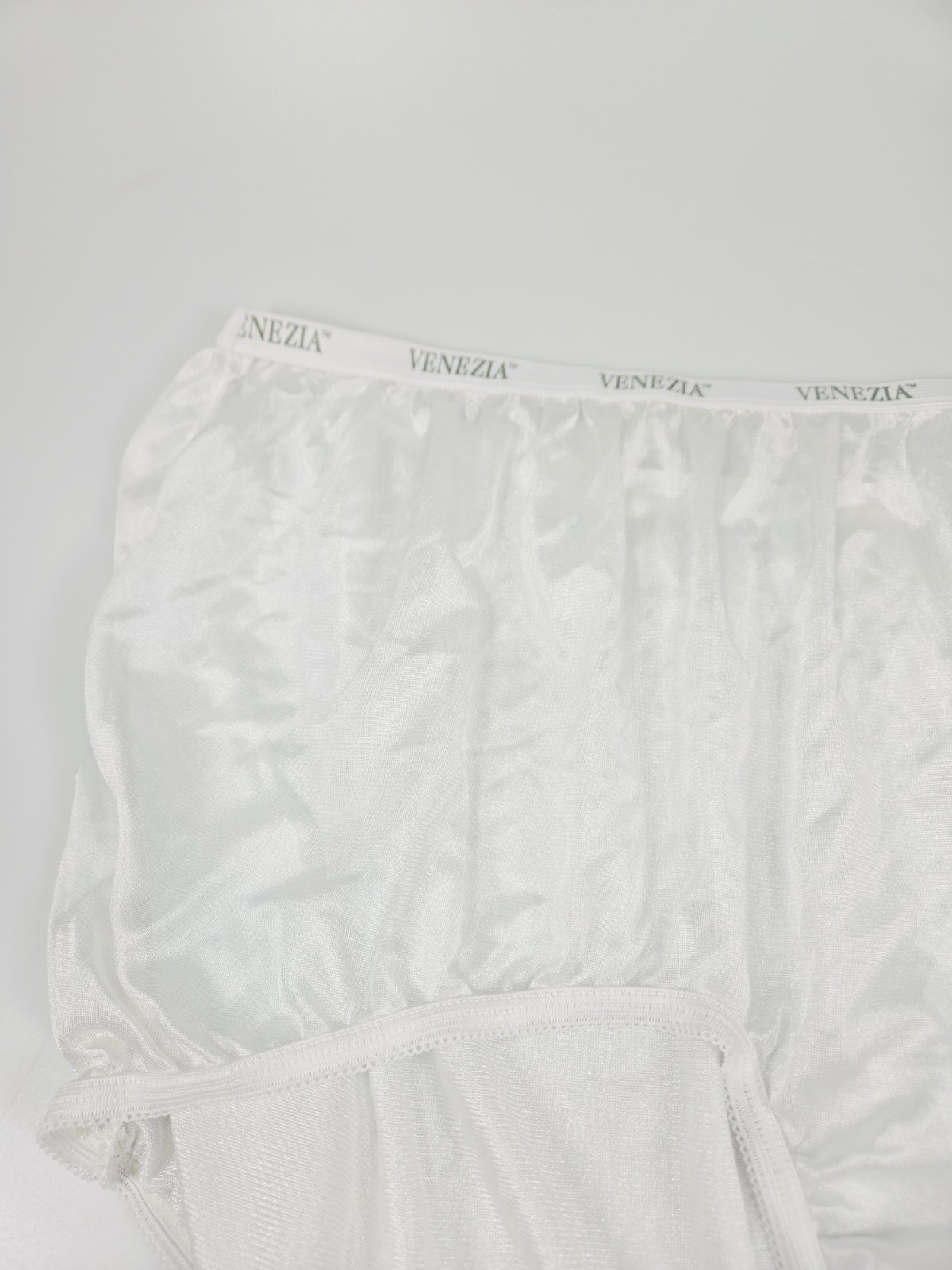 Vintage Venezia Nylon Silky Sheer Panty Sz 14 Granny Sissy High Rise White Sexy