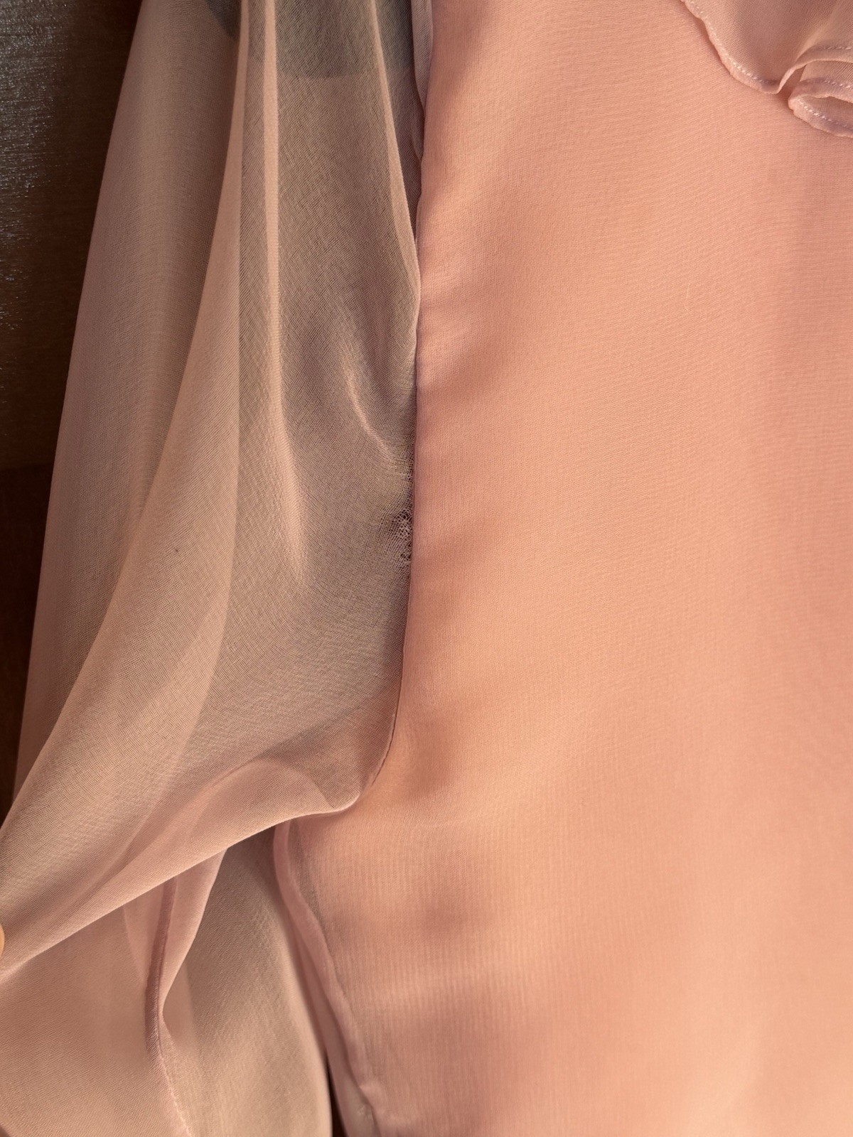 Vtg 70s 80s Jill Richards I. Magnin Pink Chiffon Ruffle Dress Long Sleeve Formal