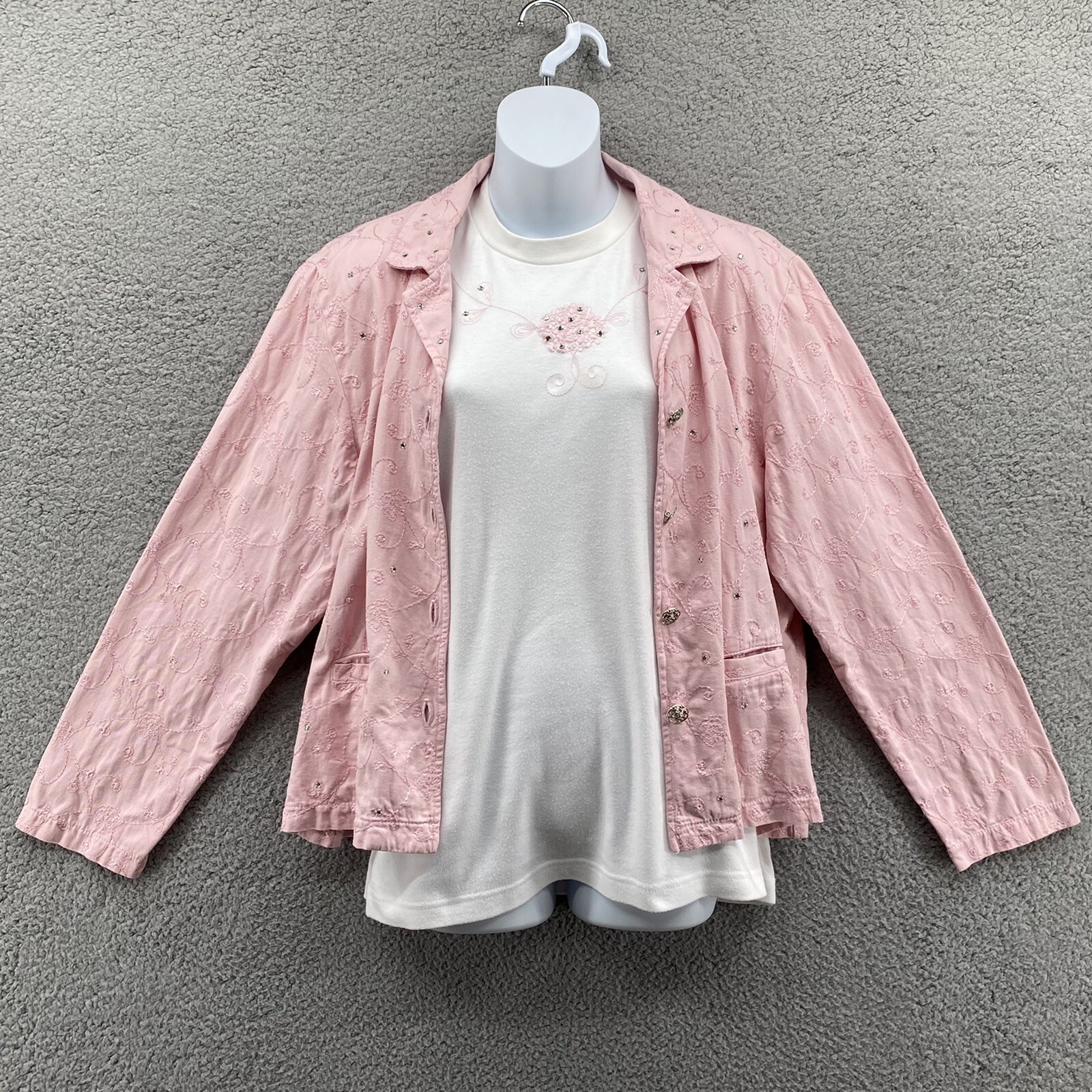 Saint Germain Paris Womens Large Blouse & Rhinestone Jacket Rare Vintage Set