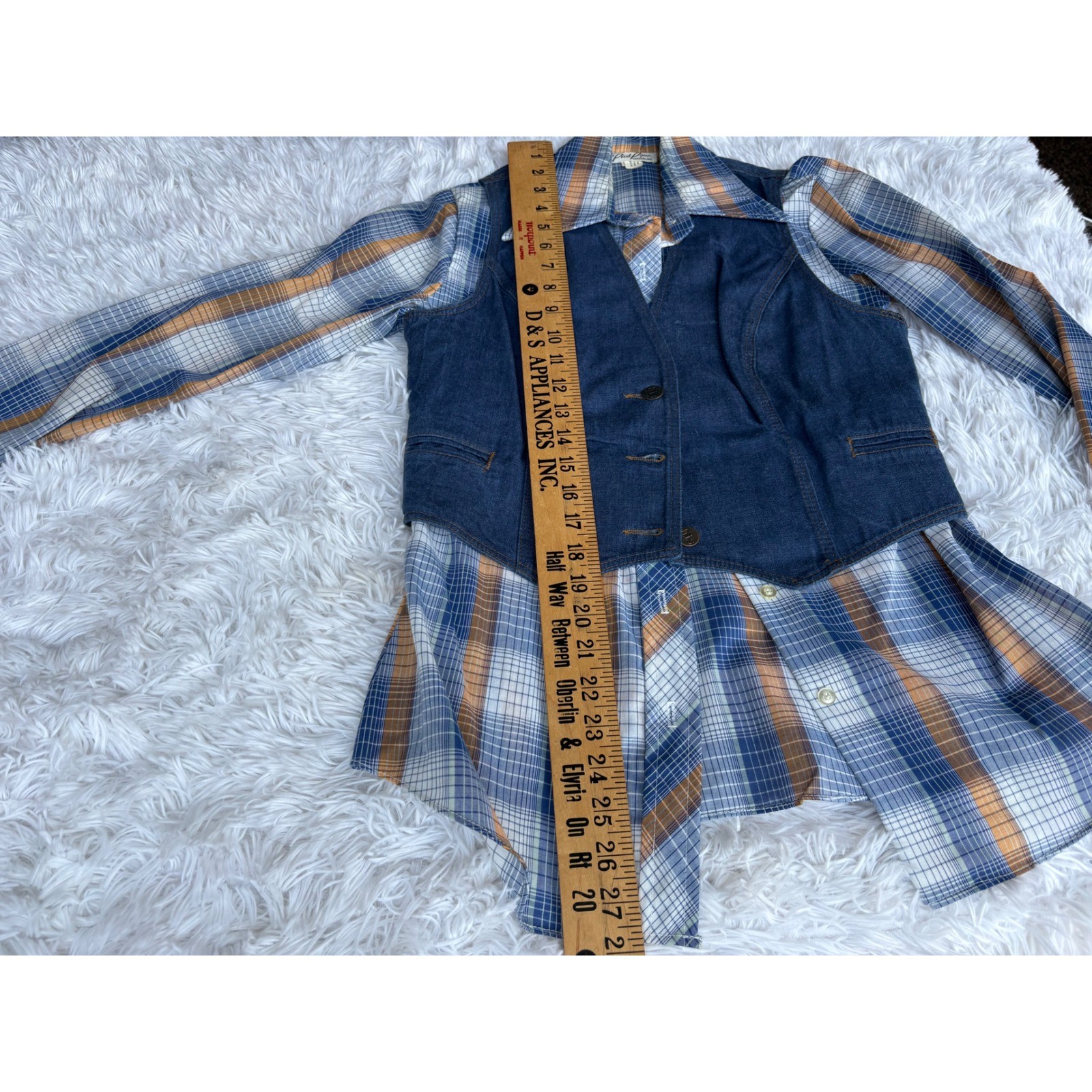 Vintage 70s Miss H.I.S. Denim Culottes Pied Piper 3 Piece Outfit Womens S