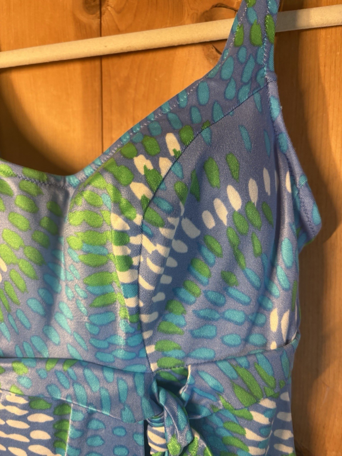 VTG 60s DeWeese Design Mini Swimdress Blue Floral Built In Bra Bust 36” Read