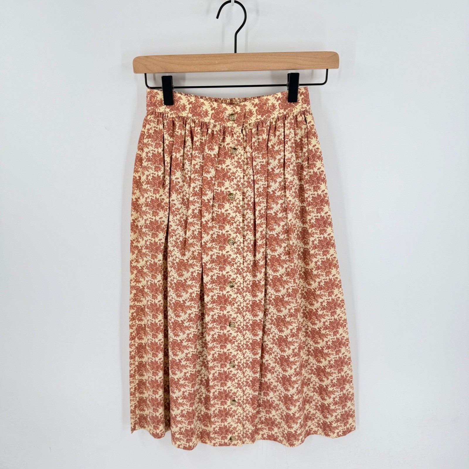 Vintage Young Traditions Floral Skirt Size 4 Cream Mauve Cottage Boho Romantic