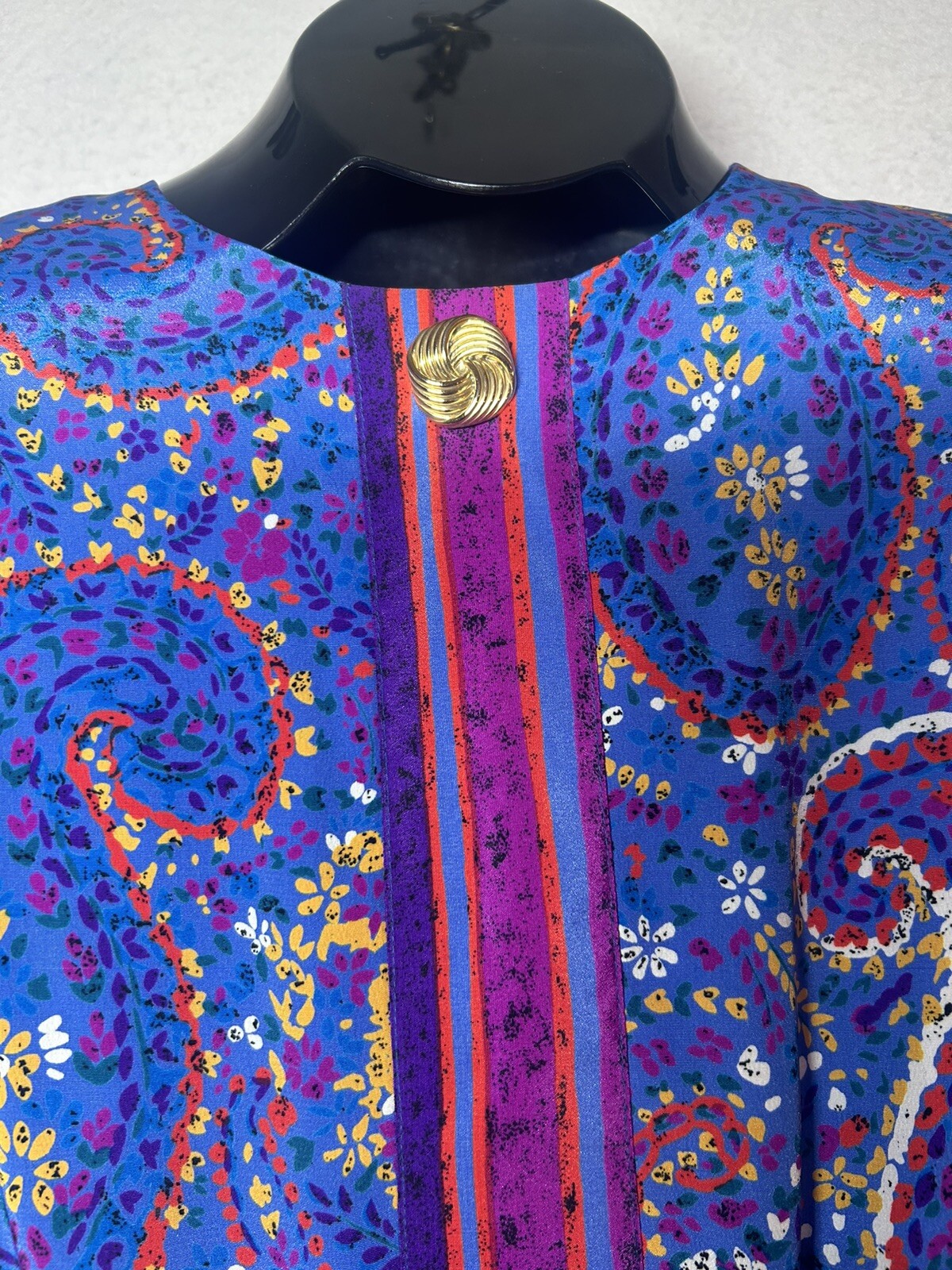 Vintage Lorac Original by Lady Carol 70s Belted Colorful floral paisley dress L