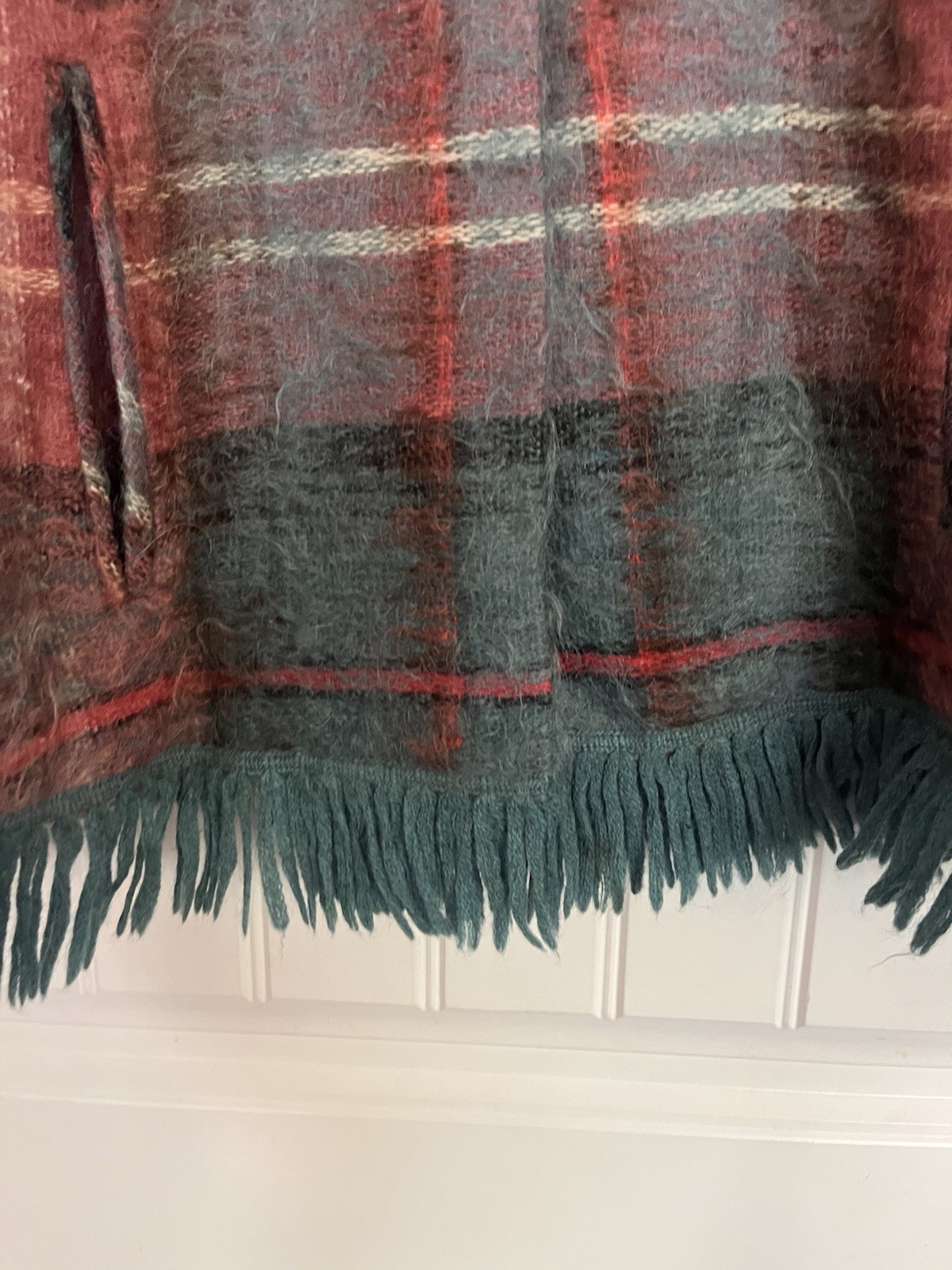 Andrew Stewart Vintage Cape Poncho in Wool & Mohair Woven in Scotland Plaid 319