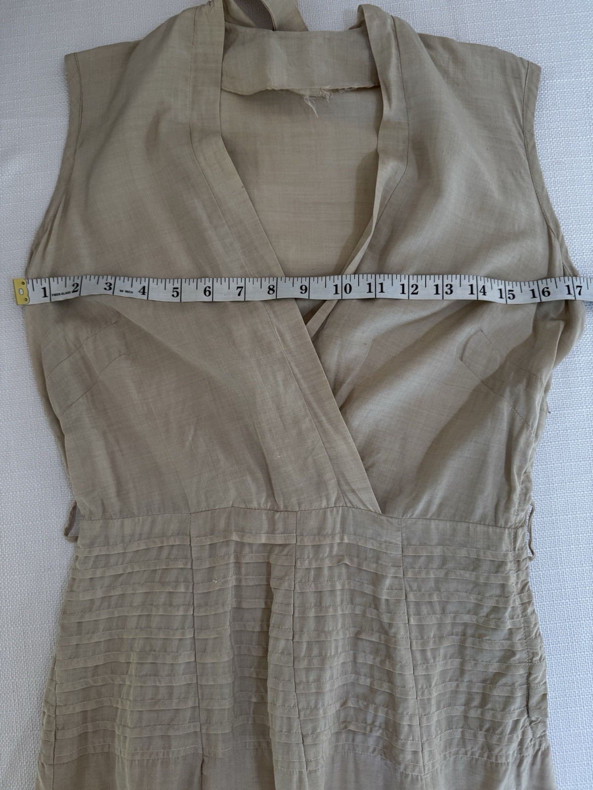 Vintage 1940’s Cream Silk Day Dress Pintuck Waist Midi Classic Elegance 6