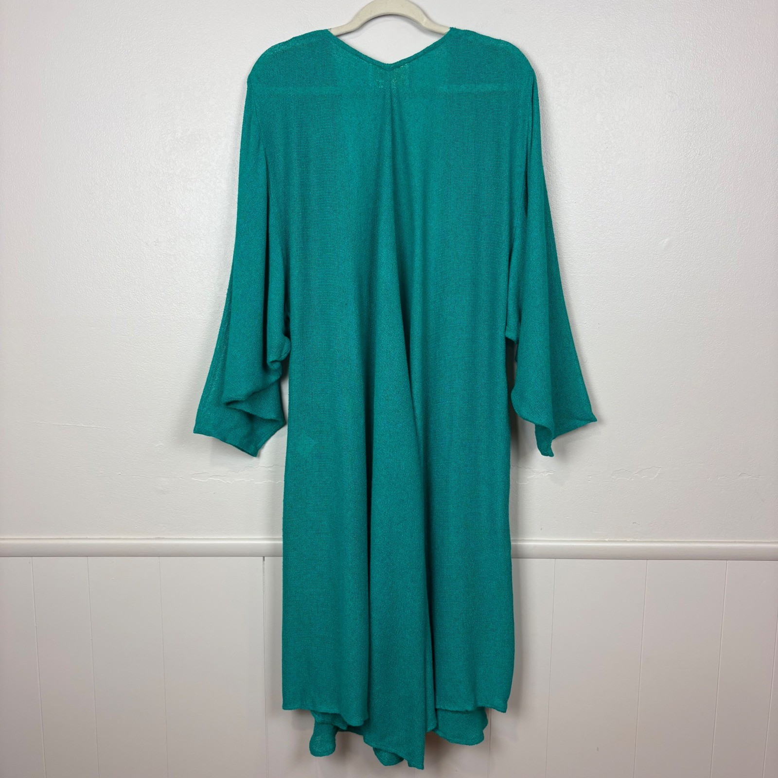 Spencer Alexis Vintage Kimono Inspired Topper Duster Teal Size 16 Dramatic 80s