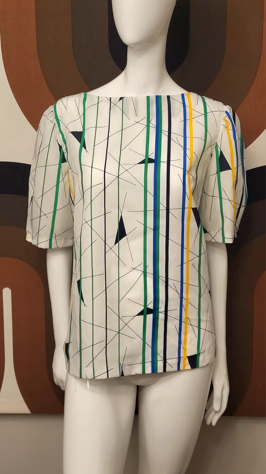 1980’s Ship n’ Shore Geometric Blouse Top Vintage Stranger Things