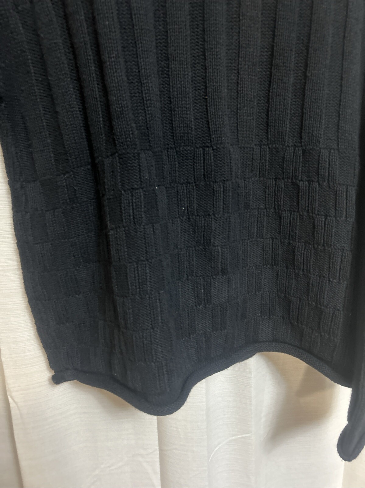 Beldoch Popper USA M Black Long Sleeve Knit Sweater Vintage Cotton Mall Hair T4