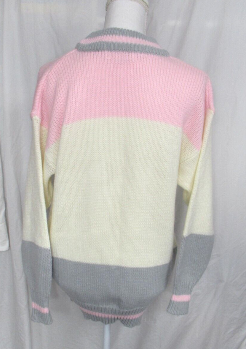 NWT Vintage Jamie Scott KO Champion Bear Boxing Sweater Pink Gray NEW Medium