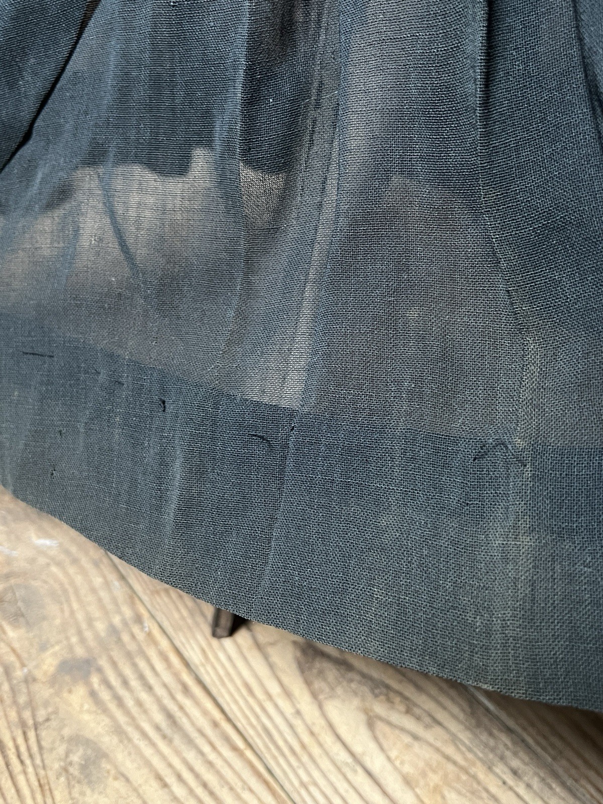 Antique As is Mesh Skirt Net Sheer Heavy Button Slip Long Pleat Cutter Petticoat