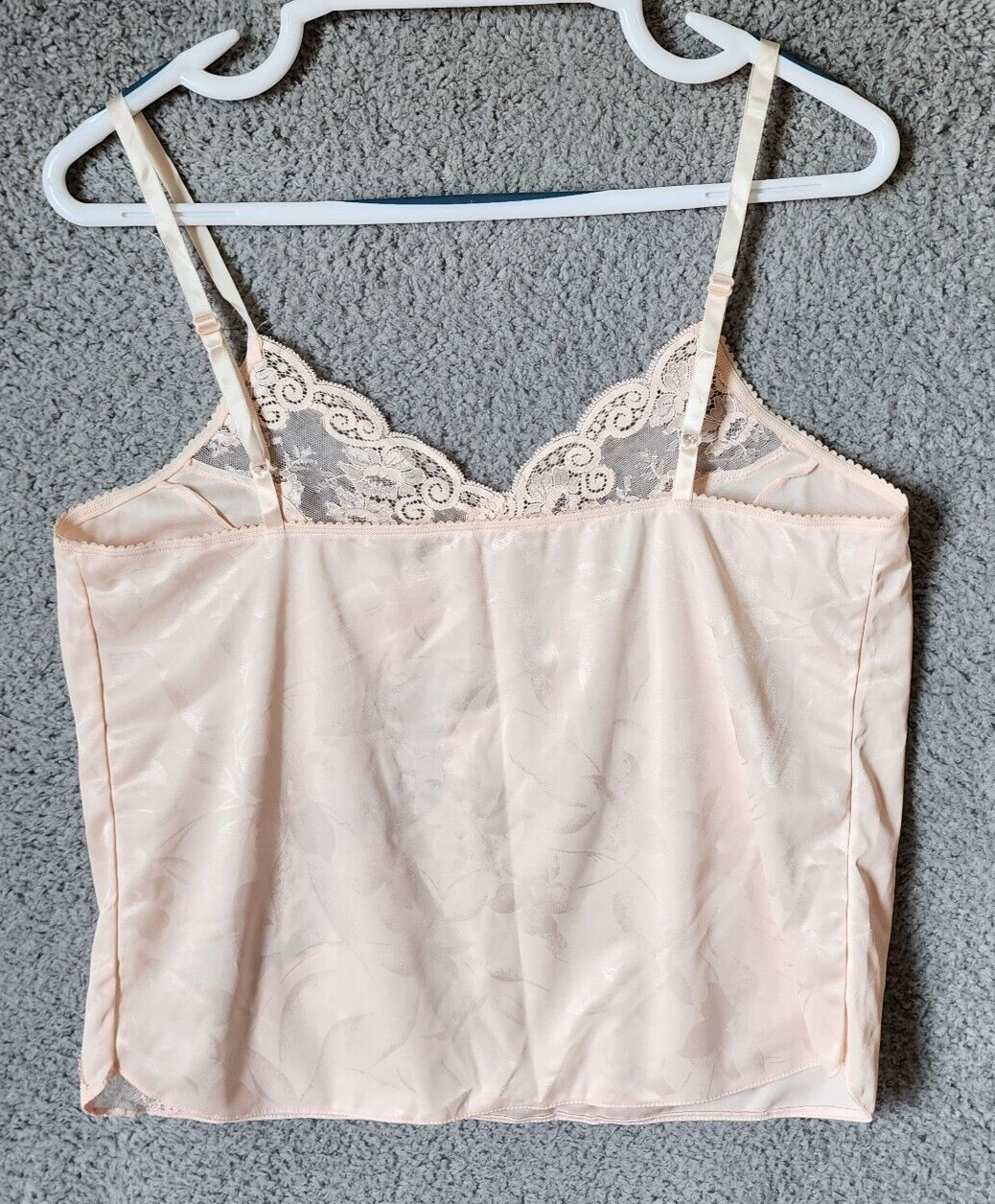 JC Penney Intimate Thoughts Adonna Camisole Top Satin/Lace Pink Floral 6490 Sz L