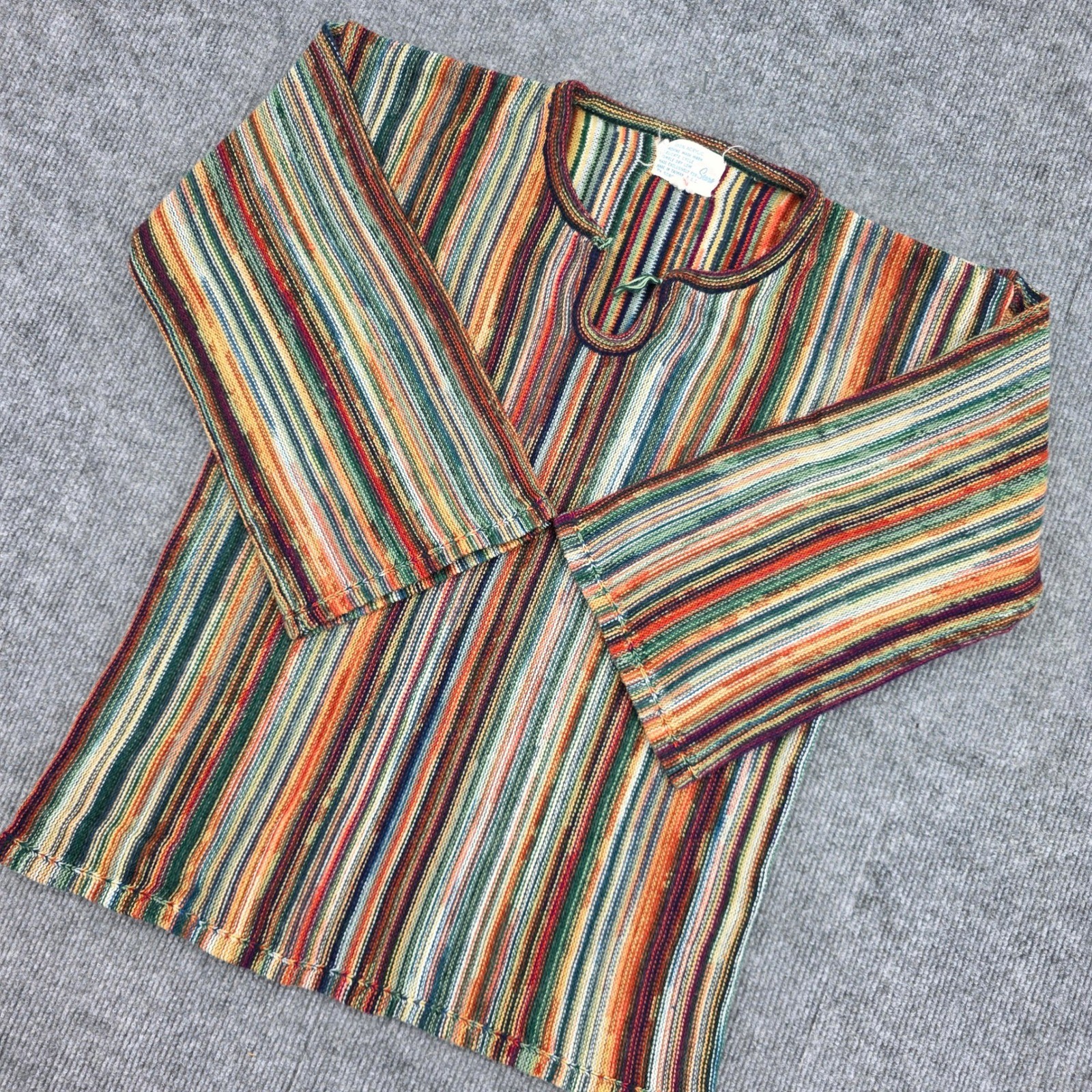 Vintage Sears Multicolor Striped Knit Sweater Womens L Acrylic 80s 90s Retro