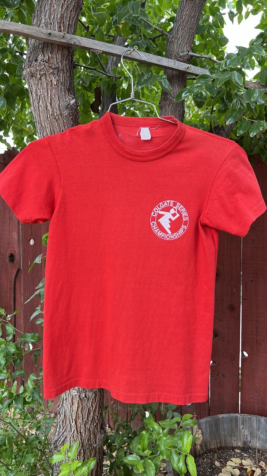 Vintage 70s Tennis Single Stitch T Shirt Red Baby Tee Palm Springs California