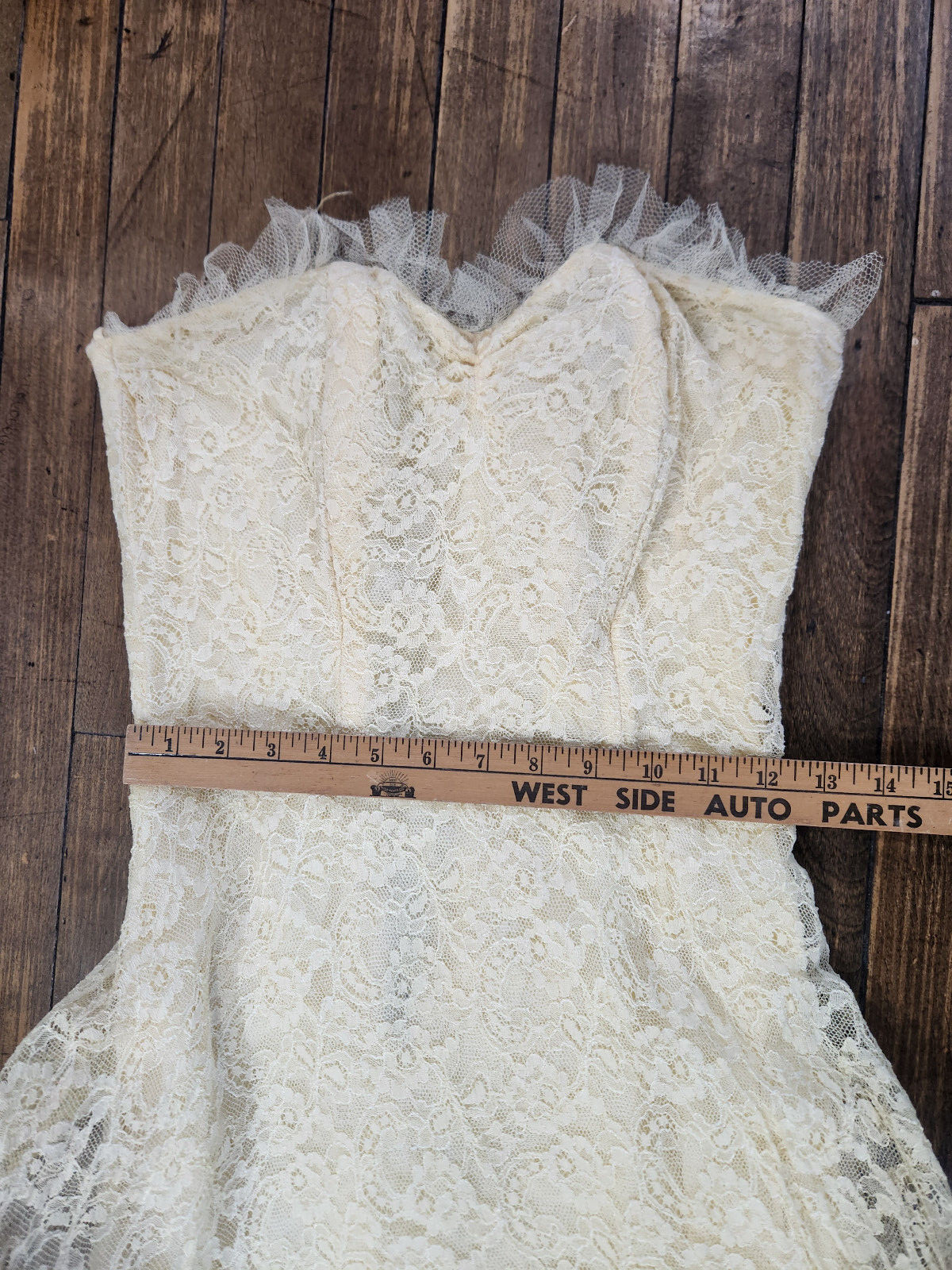 Vintage 1950’s Yellow Lace Tulle Party Prom Wedding Dress Gown Size 4 Small