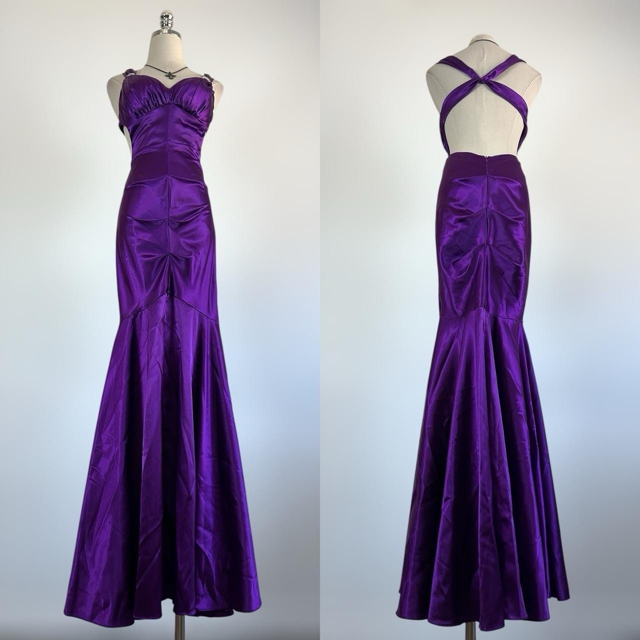 Vintage 90s Y2k Blondie Nights Whimsygoth Purple Backless Fishtail PROM Dress