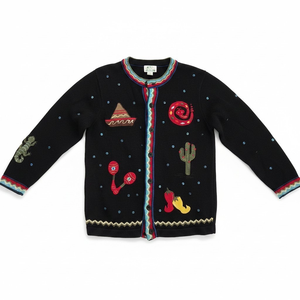 Vtg The Quacker Factory Women’s size M 90s Southwestern embroidered Sweater