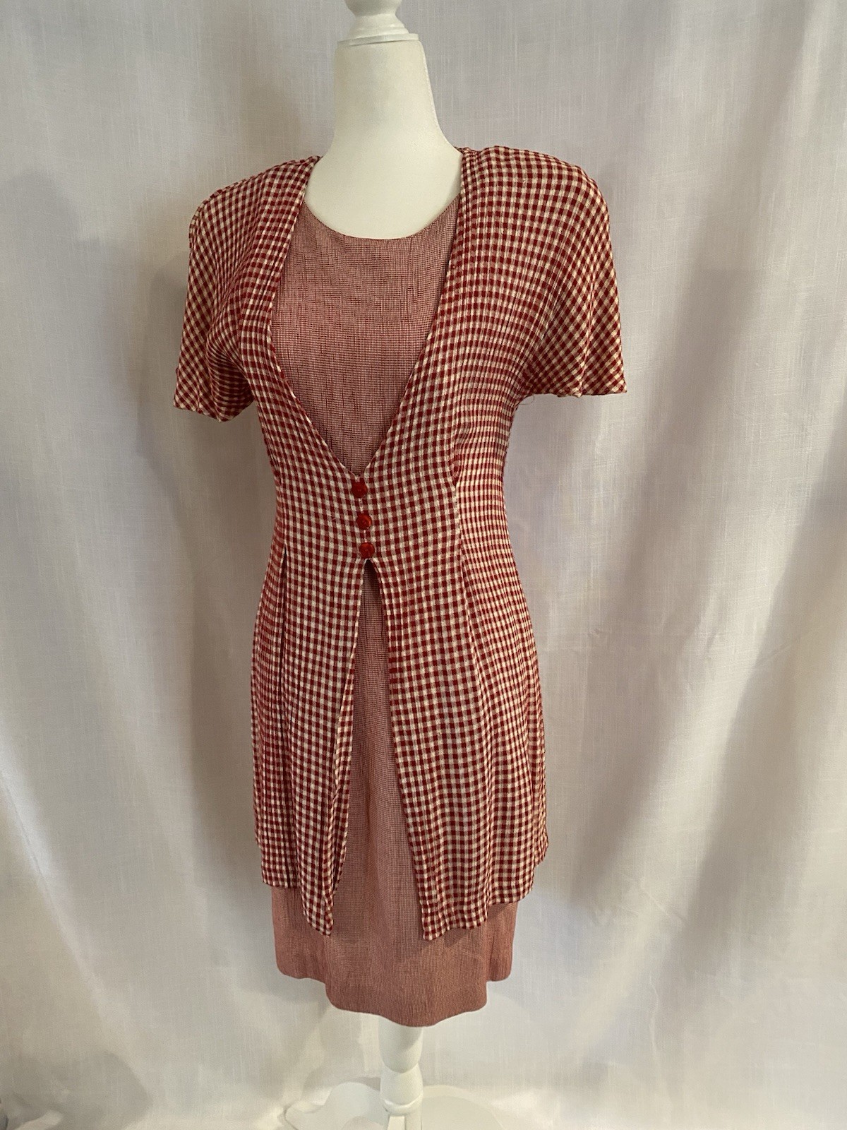 Vintage 90s Red Checkered Gingham Sundress Grunge