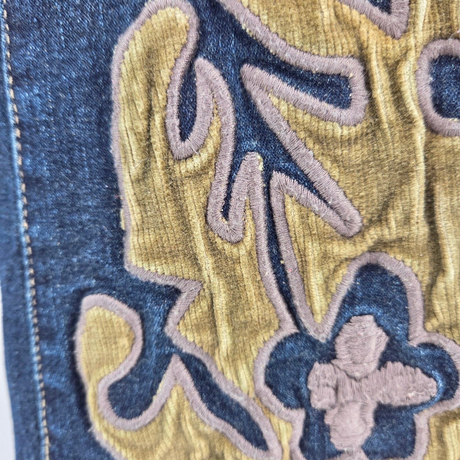 Liquid X Jeans Womens 3 Dark Wash Flare Velvet Applique Y2K Vintage Retro