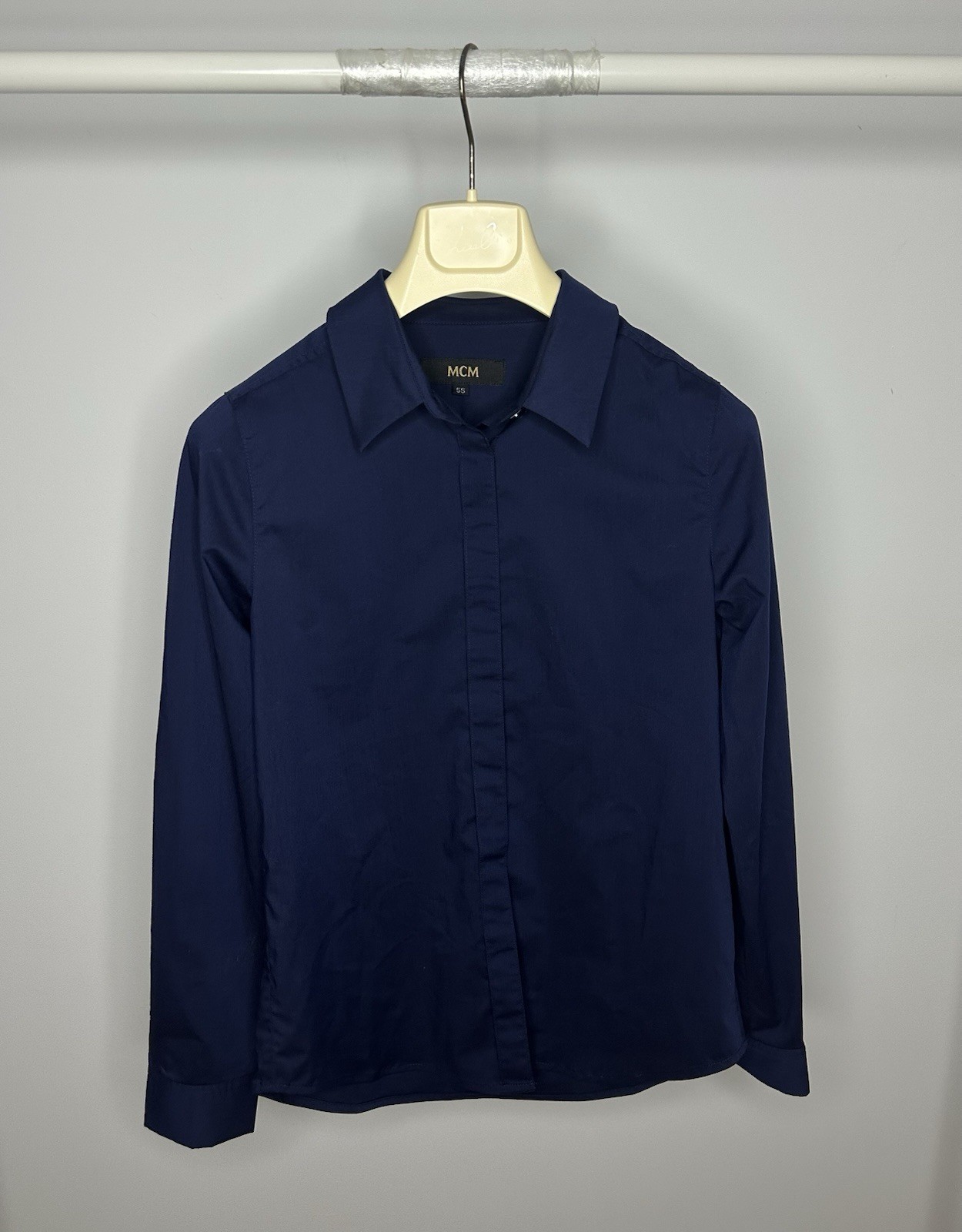 Mcm Women Shirt Vintage Blue Button Size 55
