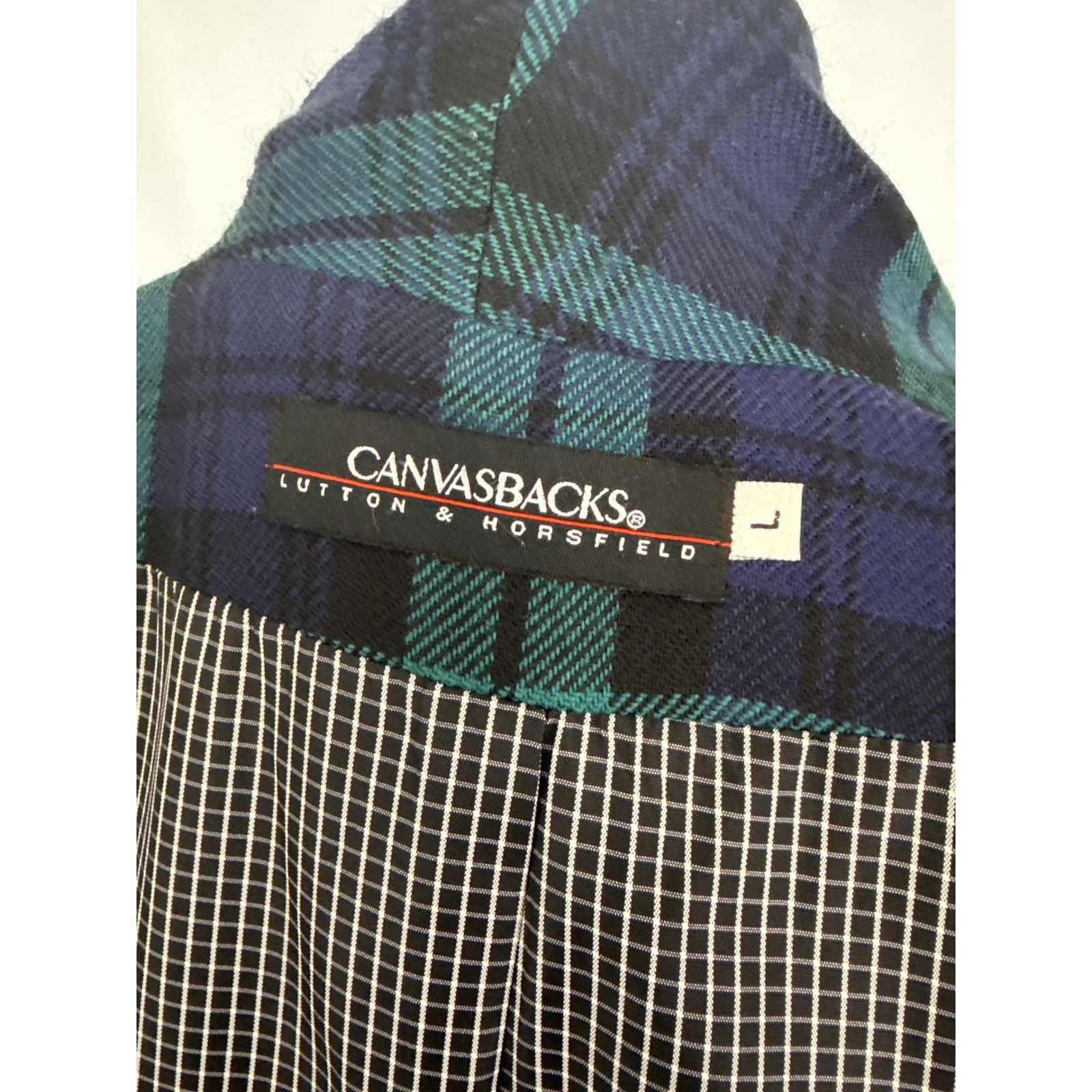 CANVASBACKS Lutton & Horsfield Vintage 80s Plaid Blazer Jacket Patchwork Wool, L