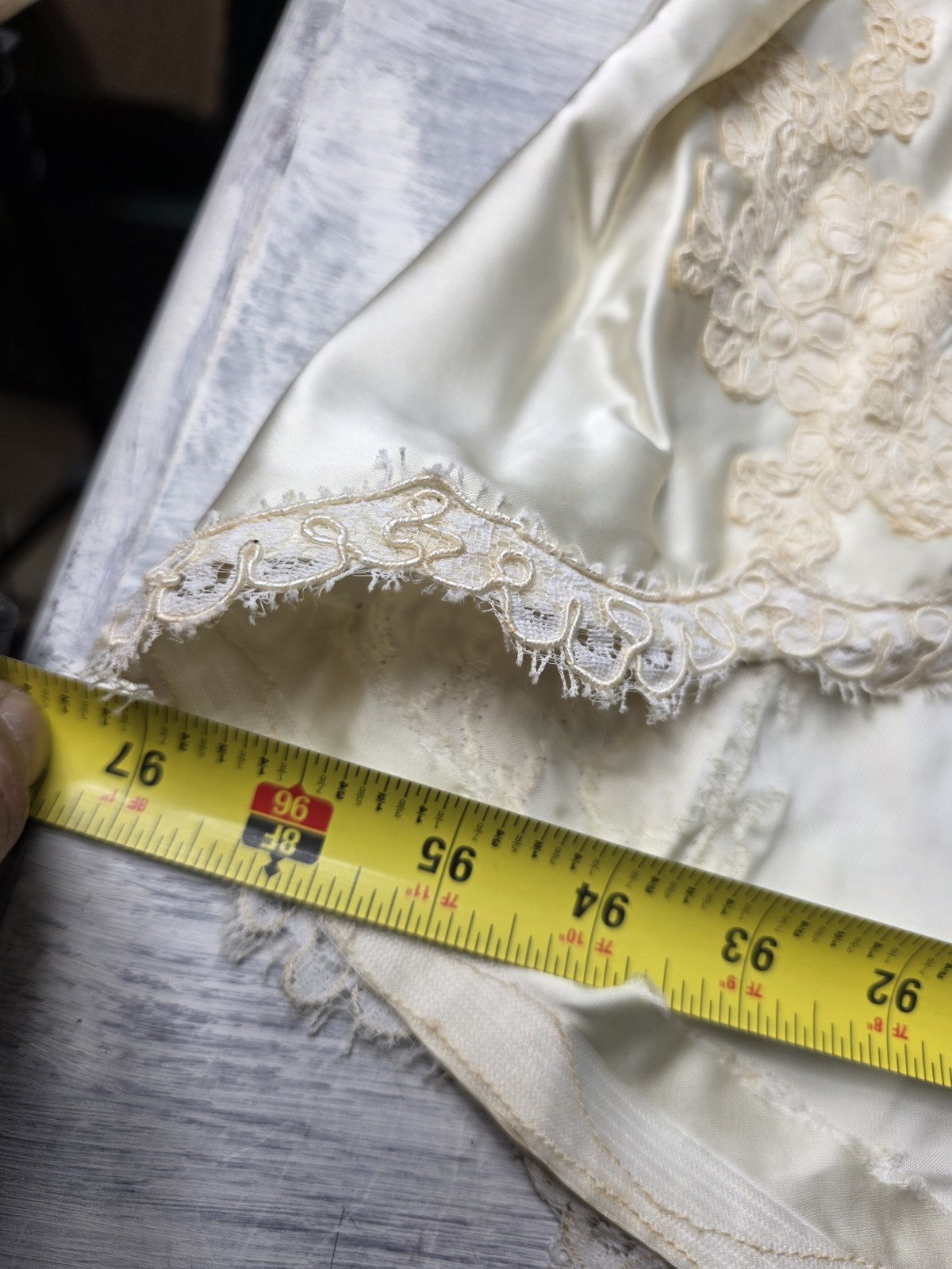 Vintage 1940s Bride Small Slipper Satin & Lace Wedding Dress Cathedral Train 40s