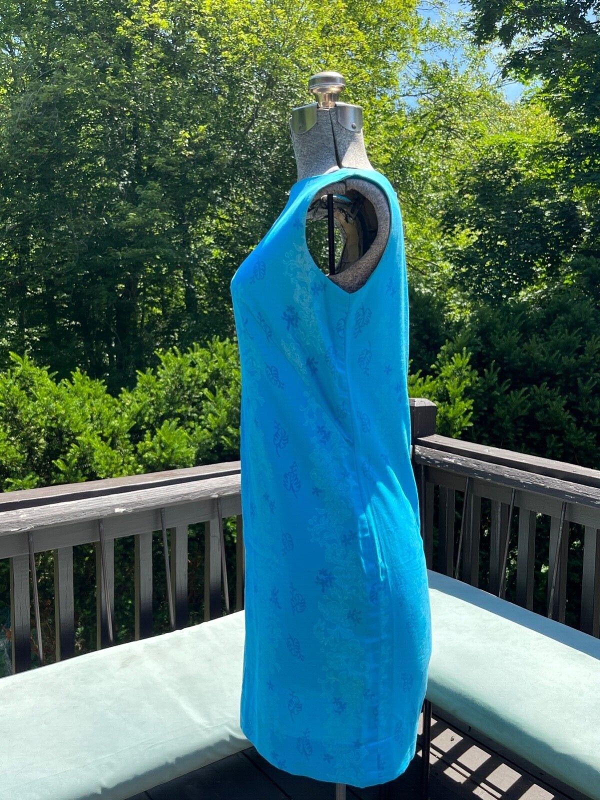 Vintage 1960’s MOD Royal Hawaiian Turquoise Blue Silk Cotton Mini Dress US 4-6 S