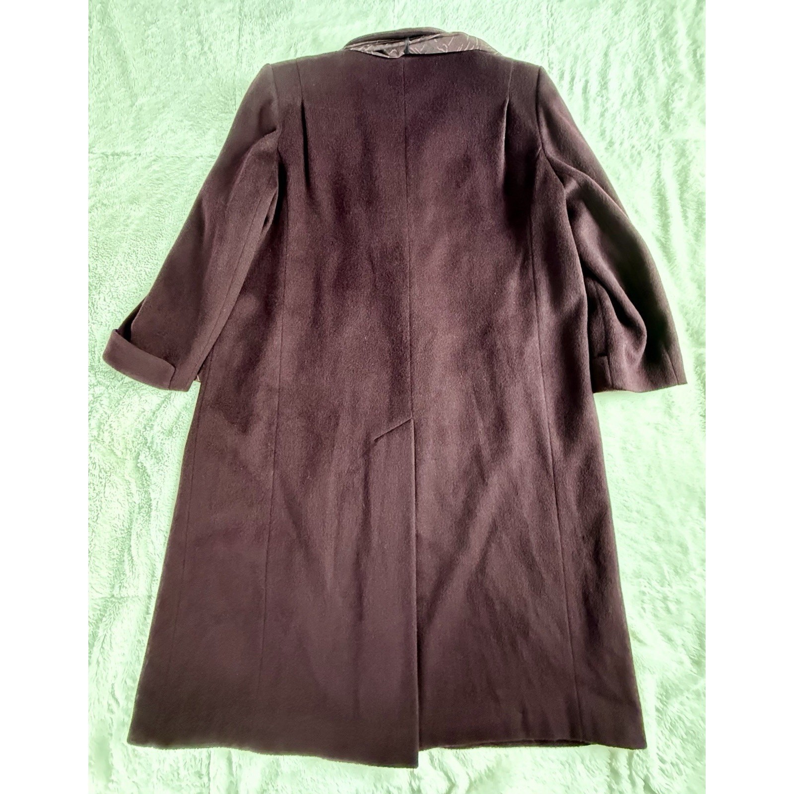 Vintage Super Fina Alorna By Forstmann Petite XLP Long Coat Plum Made In USA
