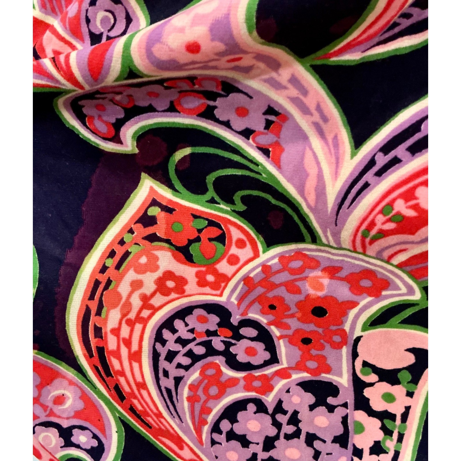 VTG 60s Psychedelic Paisley Beaded Tie Neck Hostess Maxi Dress S / M