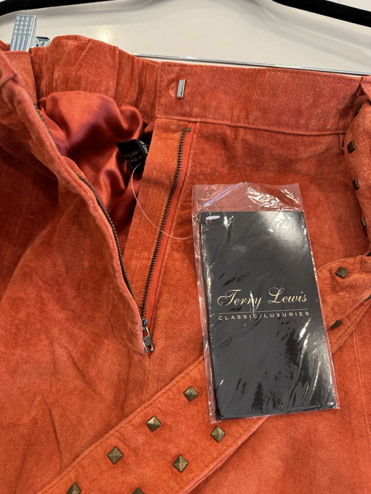 VTG 1990s Terry Lewis 100% Leather Suede Pants Sz. 20p NWT Cooper / Orange NWT !