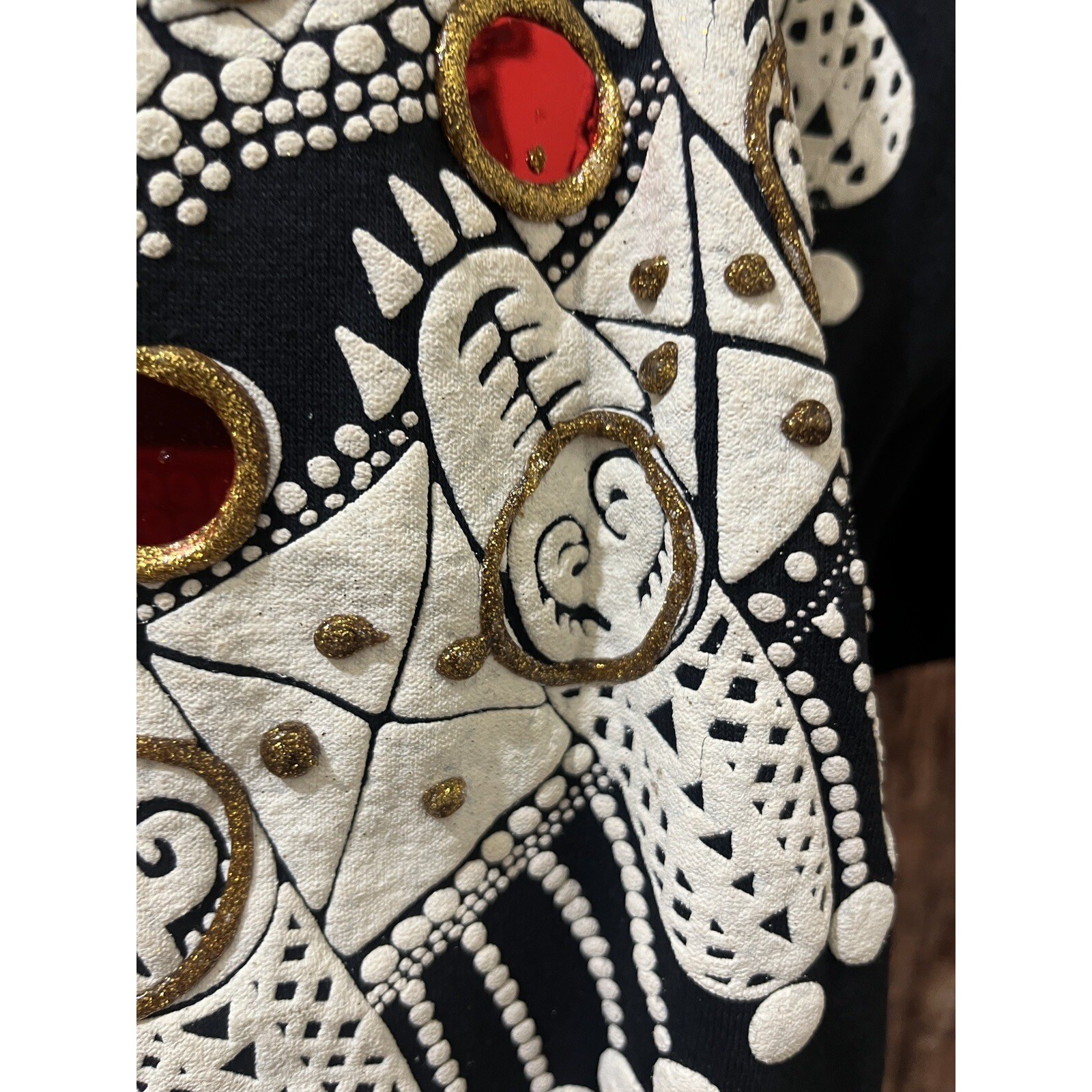 Vtg 90’s Shirt Womens L/XL Maximalist Wearable Art Native Embellished Tunic Top