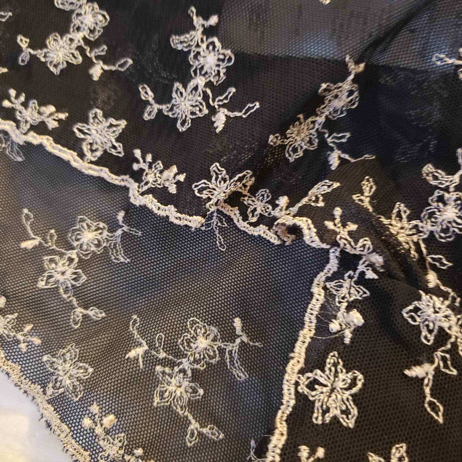 Vintage Delicates Panties Sheer Lace Black Floral Embroidery Sz 7 L JC Penny