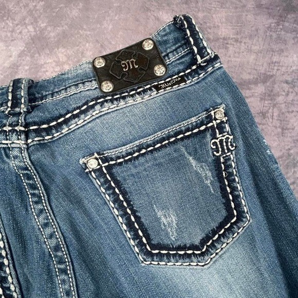 Miss Me Y2K Skater Gothic Bootcut Jeans 30 Distressed Denim Streetwear 2000s