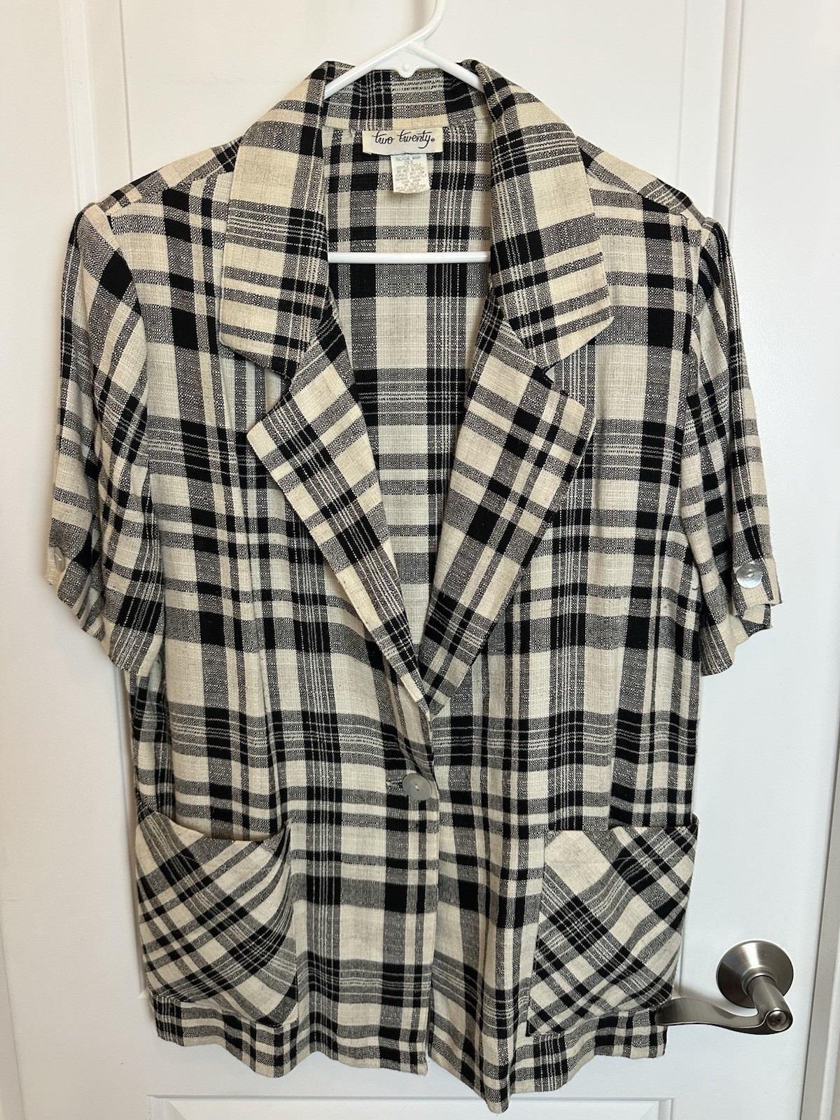 Vintage Two Twenty Plaid black-and-white oversized vintage blazer 1980s large 14