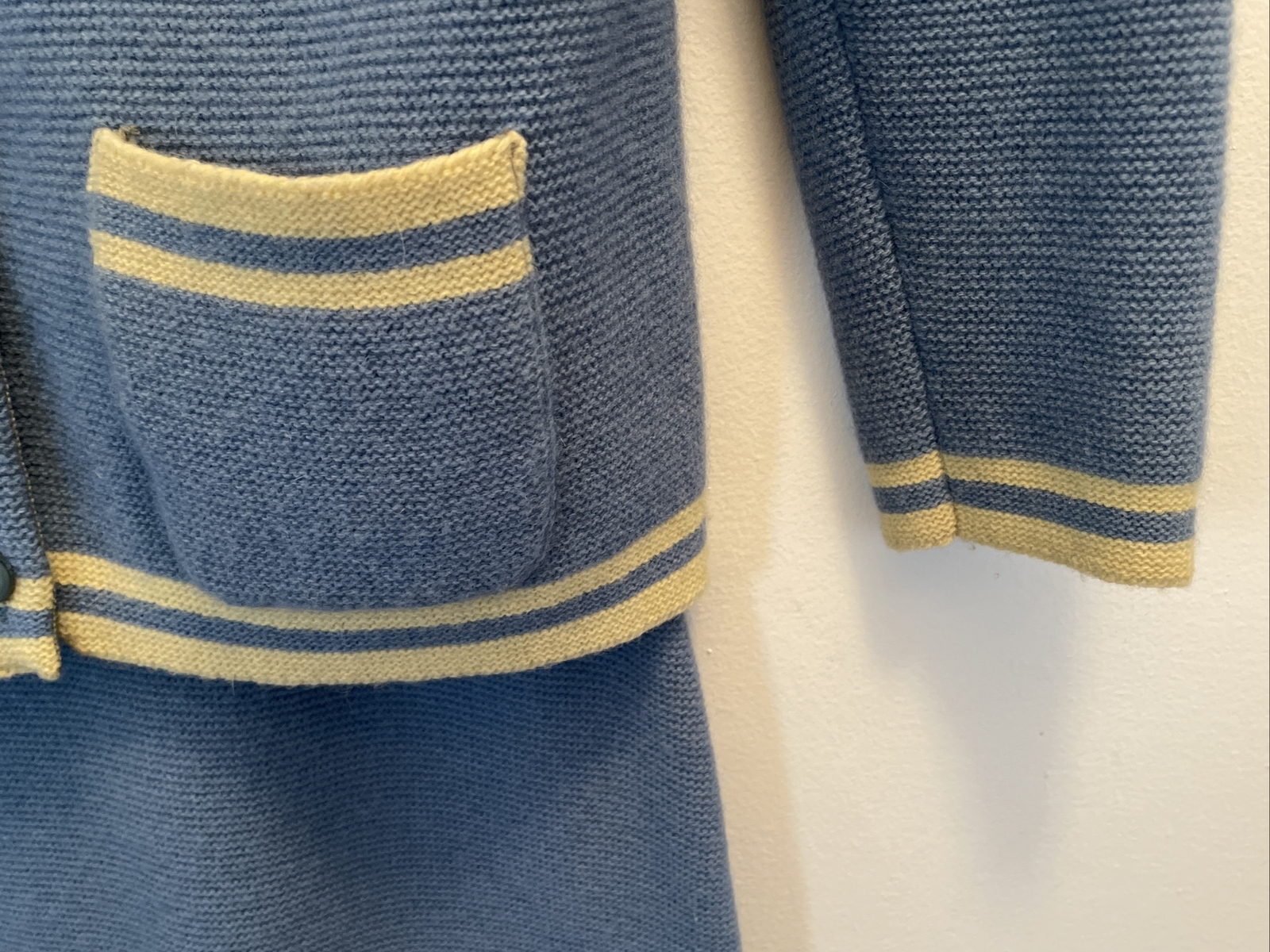 Vintage 1950s LOFTIES Baby Blue Sweater Top& Skirt SET Mid Century Retro Fashion
