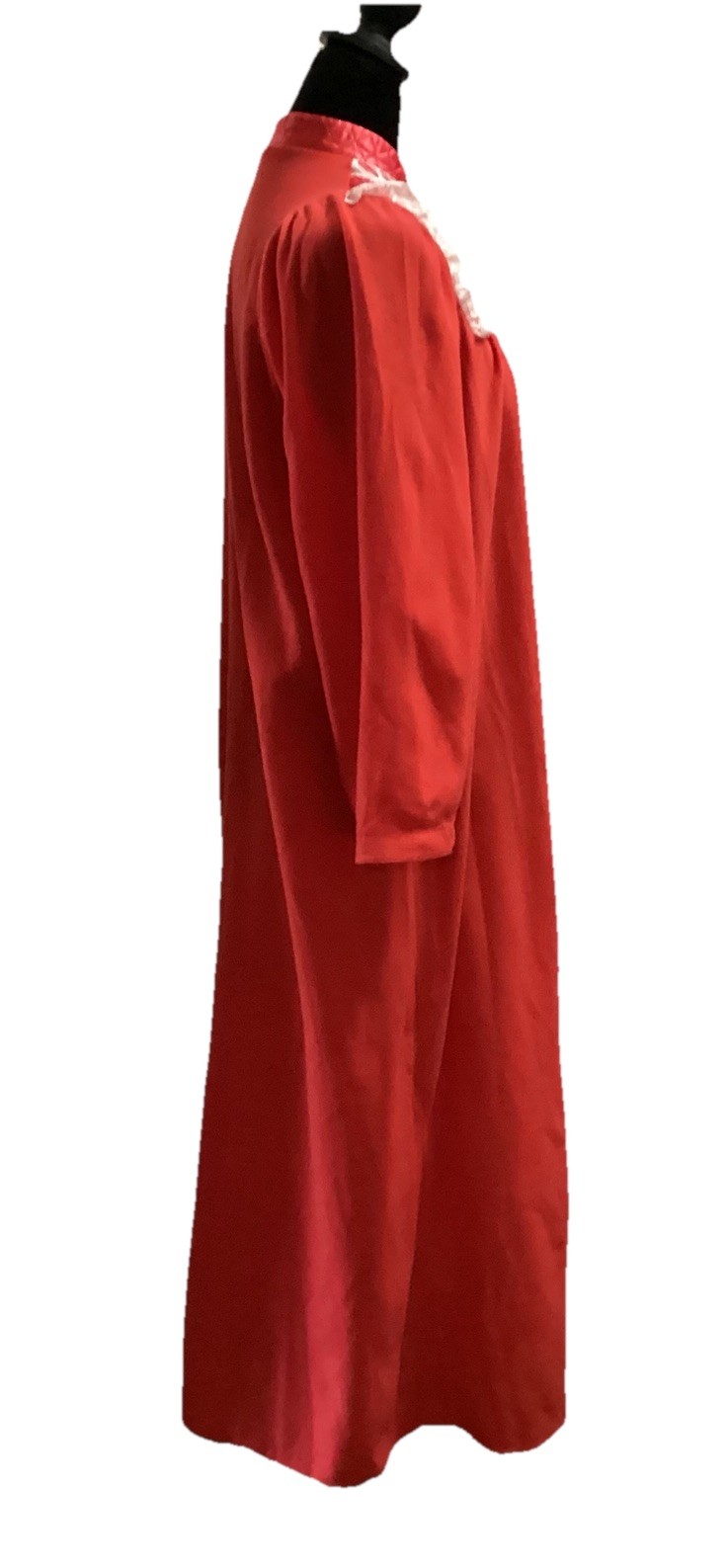 Time Star VTG 90s Women Med Long Sleeve Lace Quilted Red Maxi Night Gown Granny