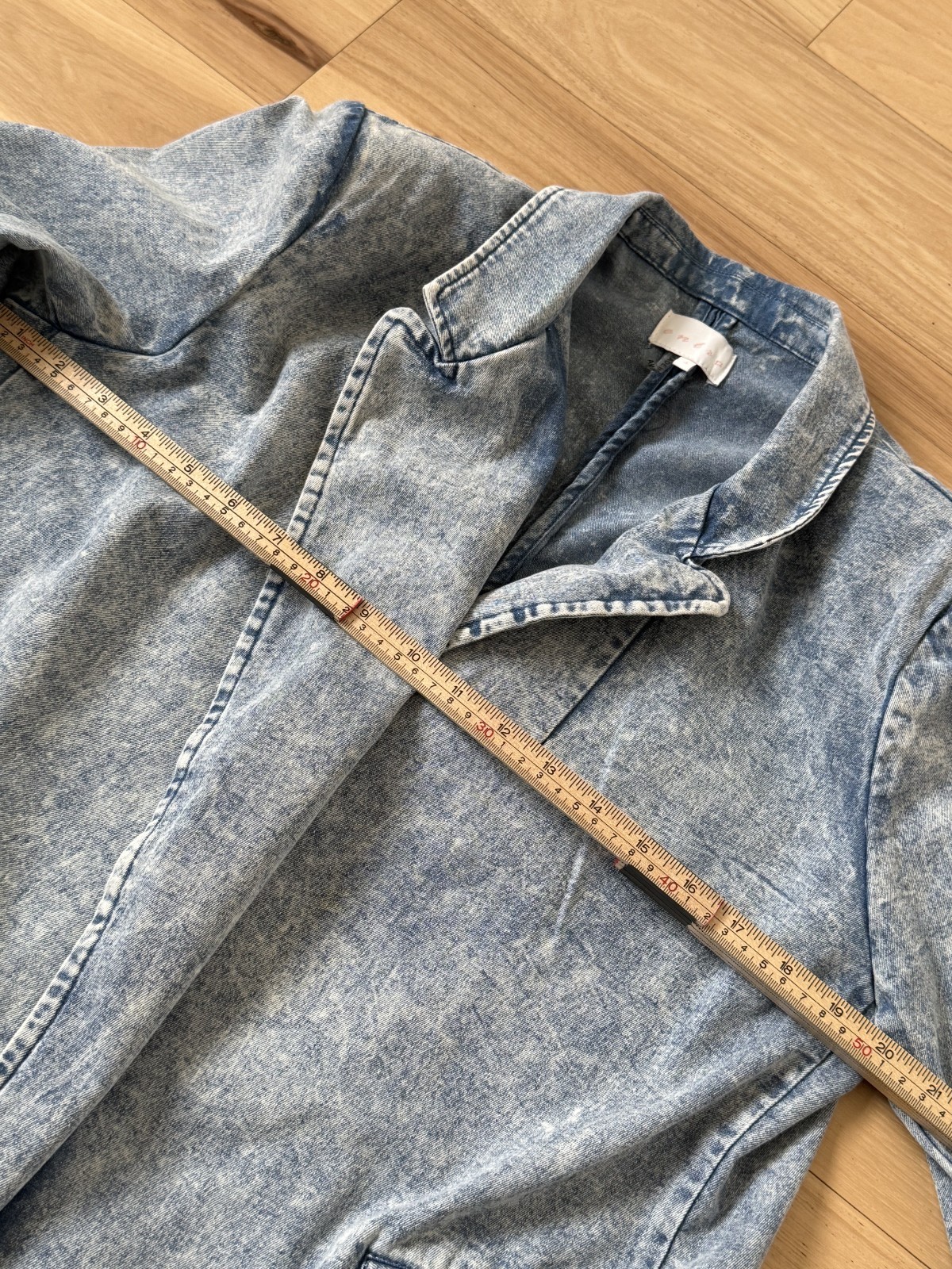 Entro Stretch Lightweight Denim Stonewashed Cotton Blazer Sz S Fitted Retro 80s