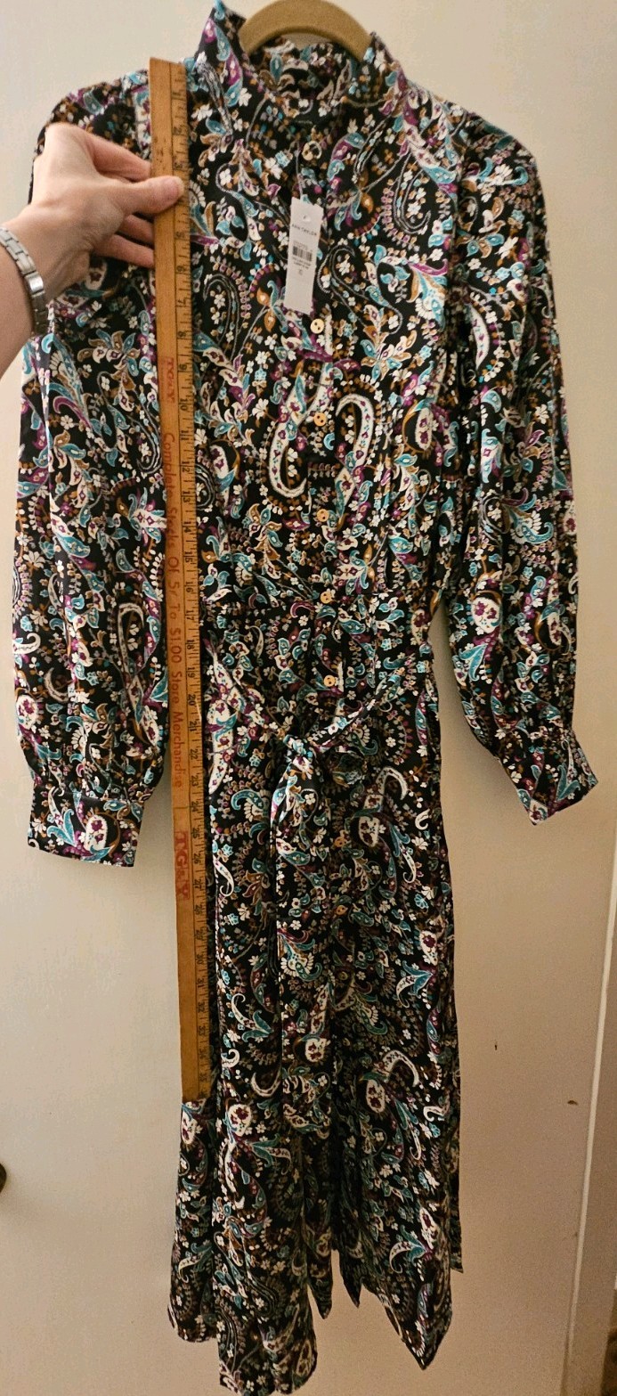 Ann Taylor Black Multi Color Floral Long Sleeve Dress sz 10 NEW WITH TAGS Lined