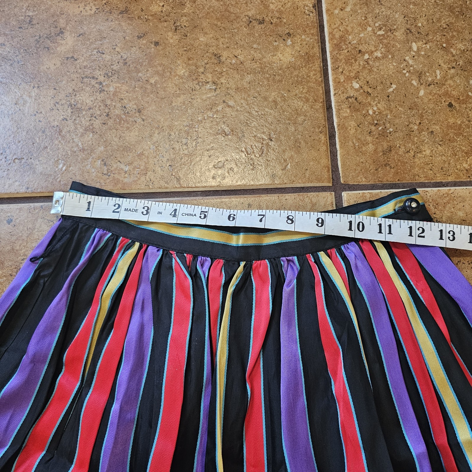 Vintage Colorful Stripe Skirt Maxi 60s 70s Pleated Carnival Circus Kooky