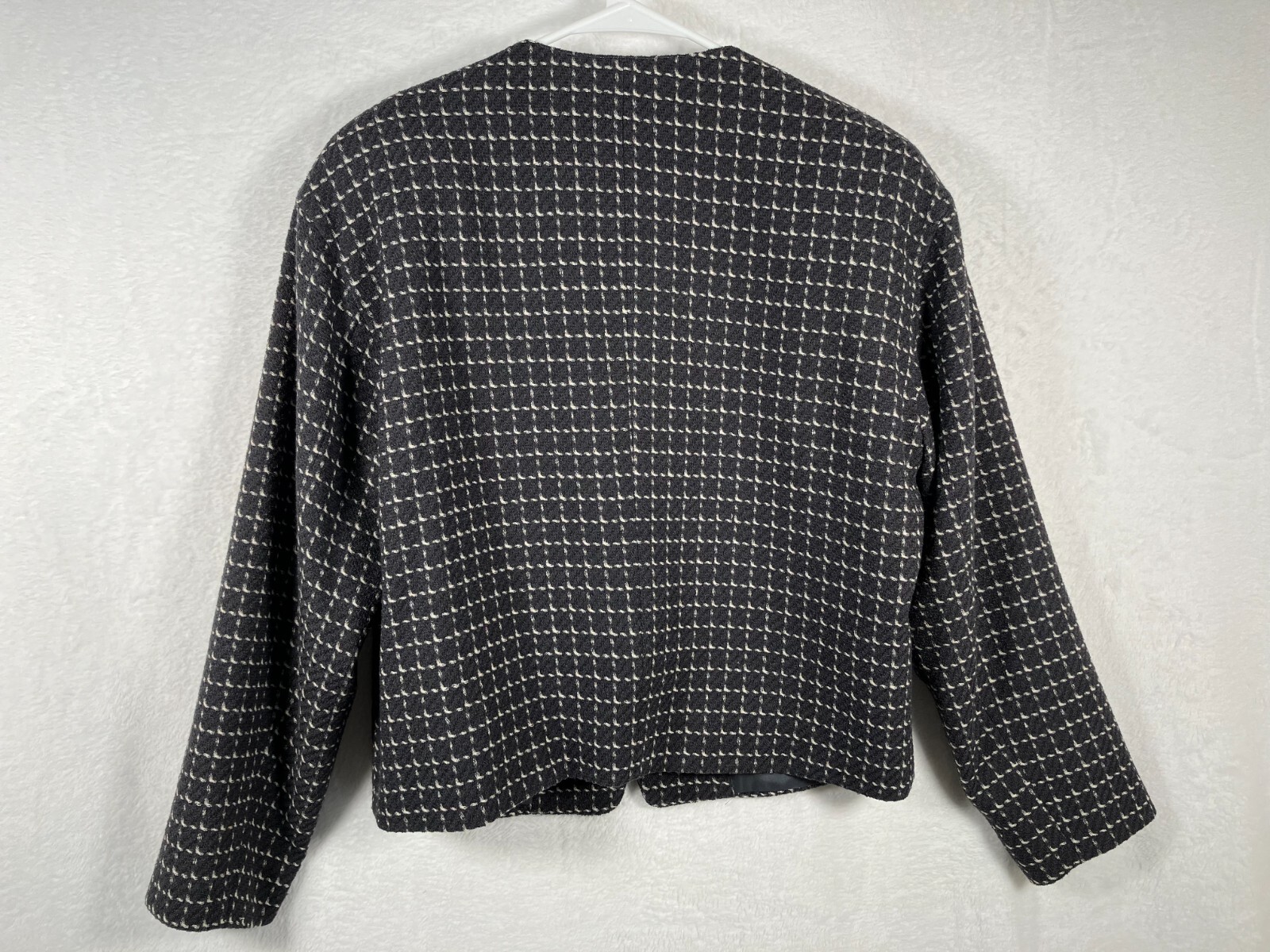 Vintage 80s Michii Moon Wool Blazer Jacket Size 10 Gray Print Japan Oversized