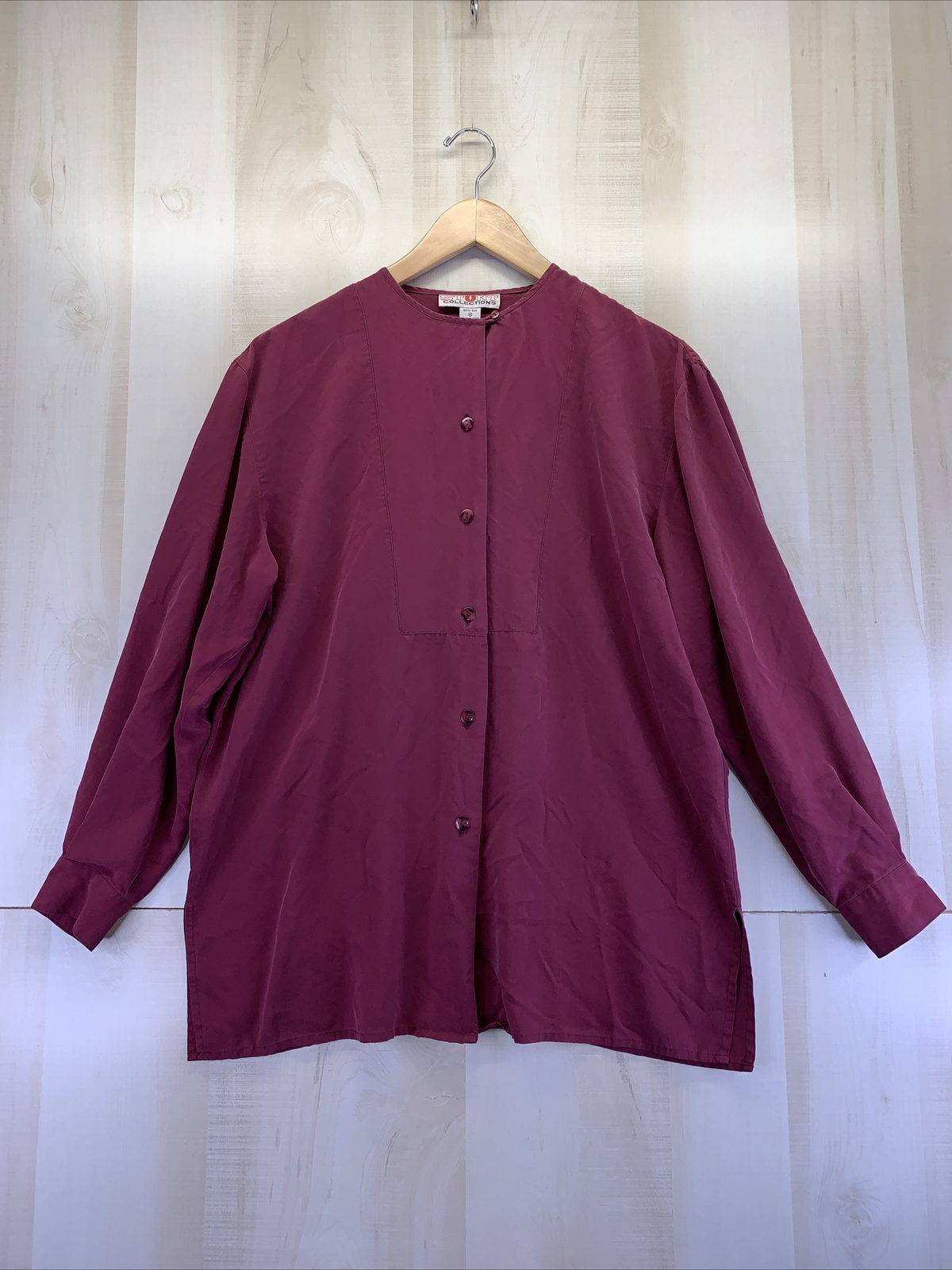 Vintage 1990s 100% Silk Stunt Collection Womens Button Up Blouse Size M-6703