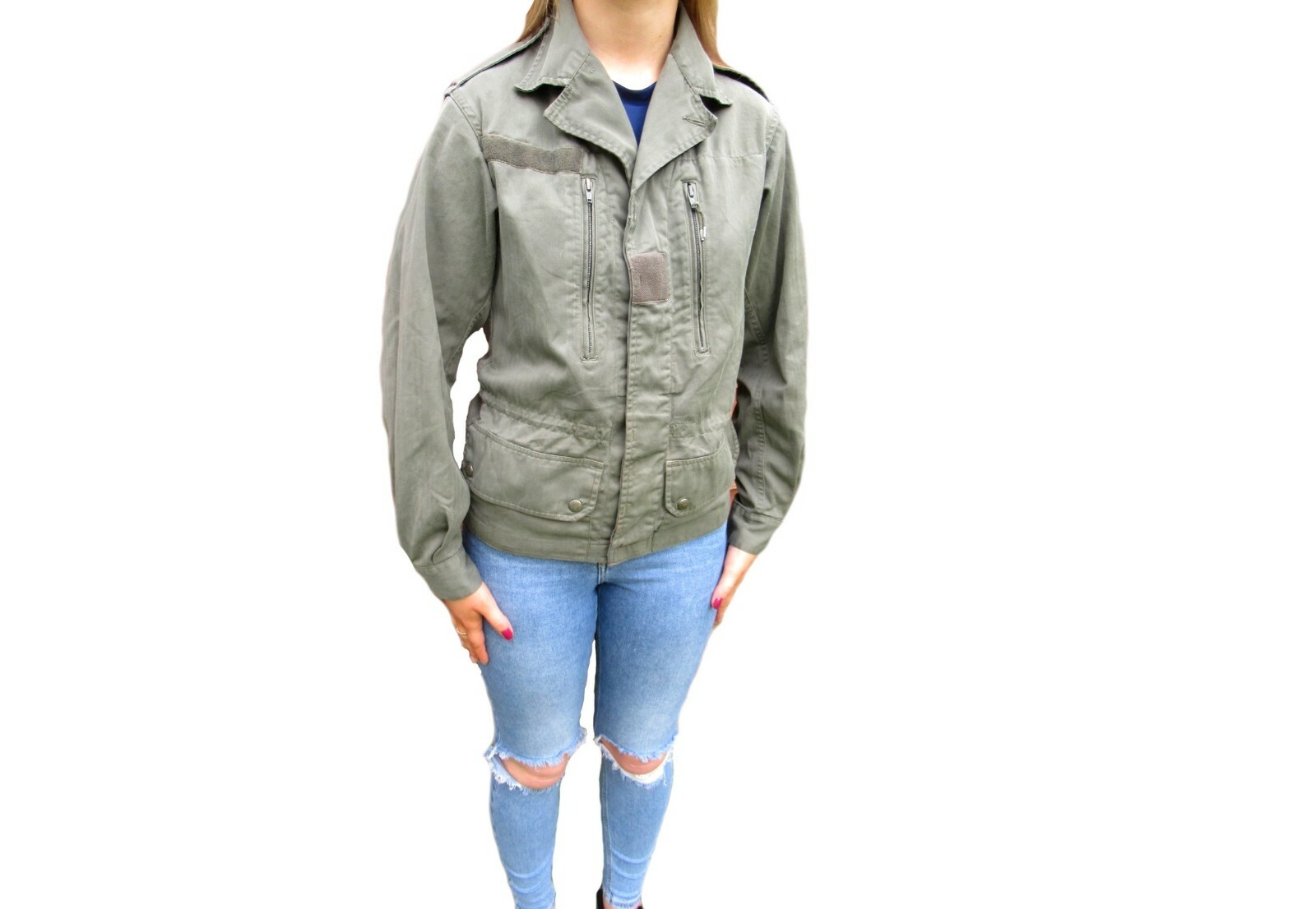 Vintage French army F1-F2 olive field jacket military khaki short style women V