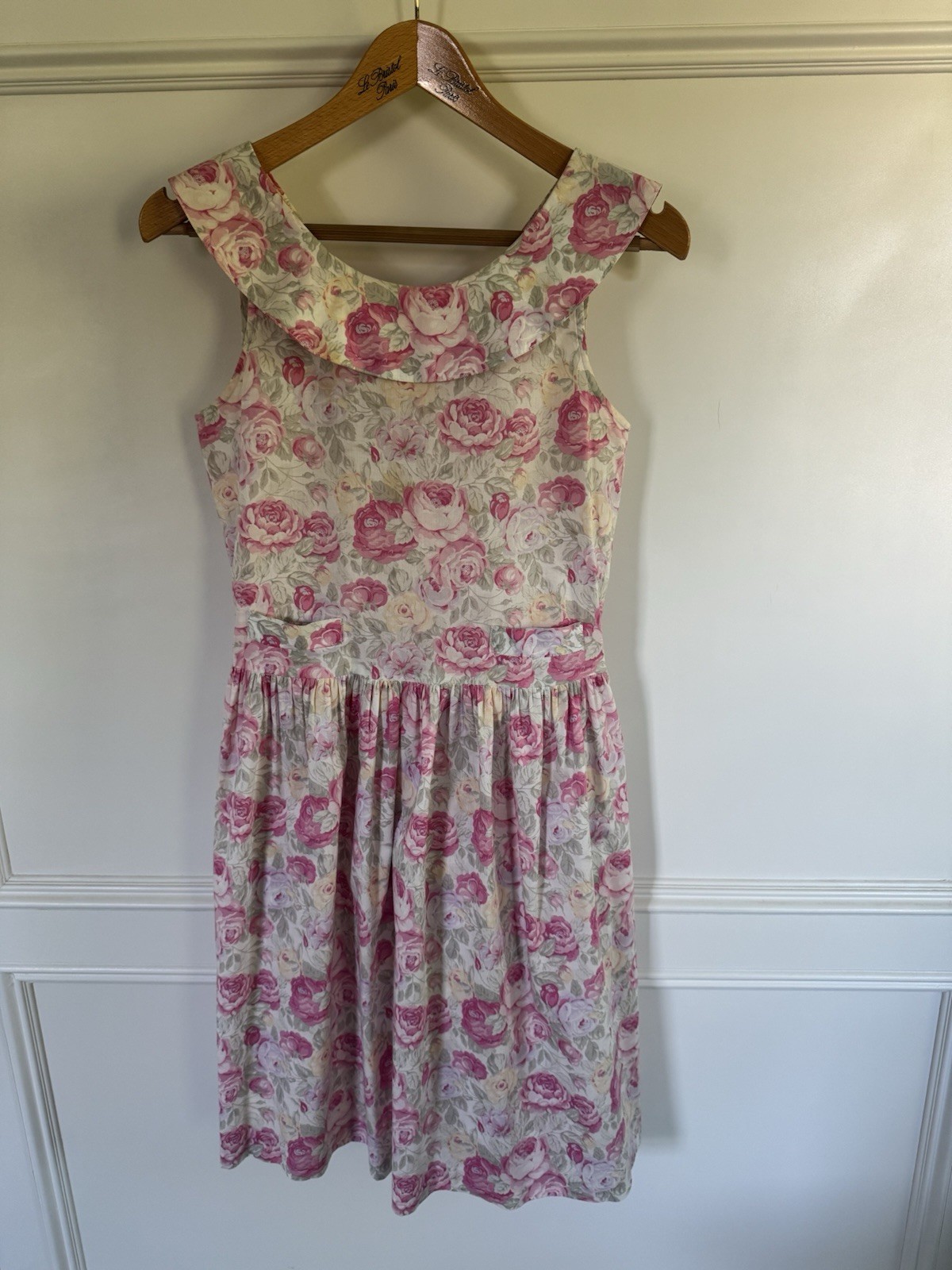 Vintage EILEEN WEST Rose Floral Cotton Dress 80s size 0P/2P