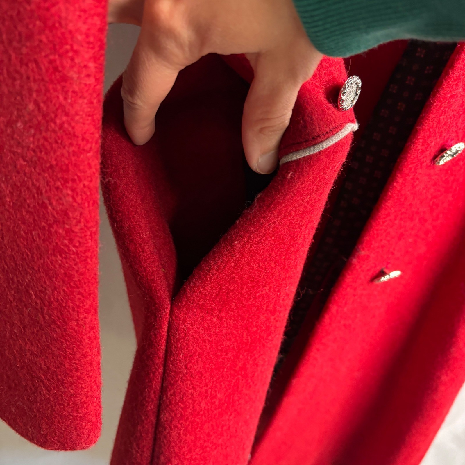 Vintage BOOS Austrian Style Red Wool Capelet Coat Cape Heritage Dark Academia